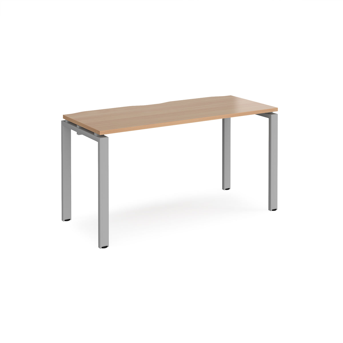 Adapt single desk 1400mm x 600mm - silver frame, Beech top - view 1