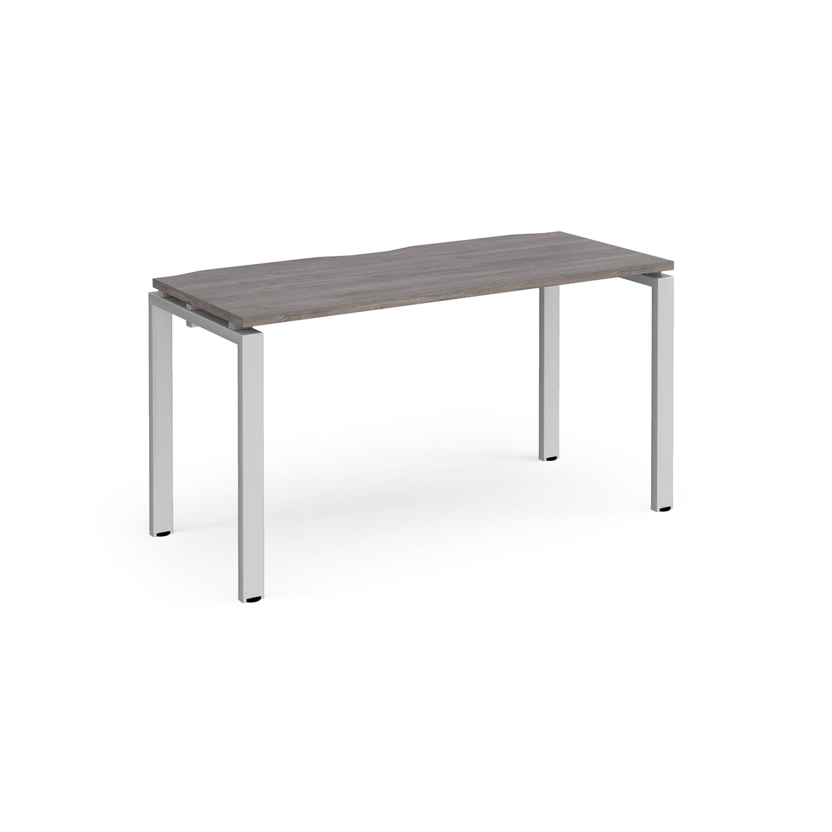 Adapt single desk 1400mm x 600mm - silver frame, Grey Oak Top - view 1