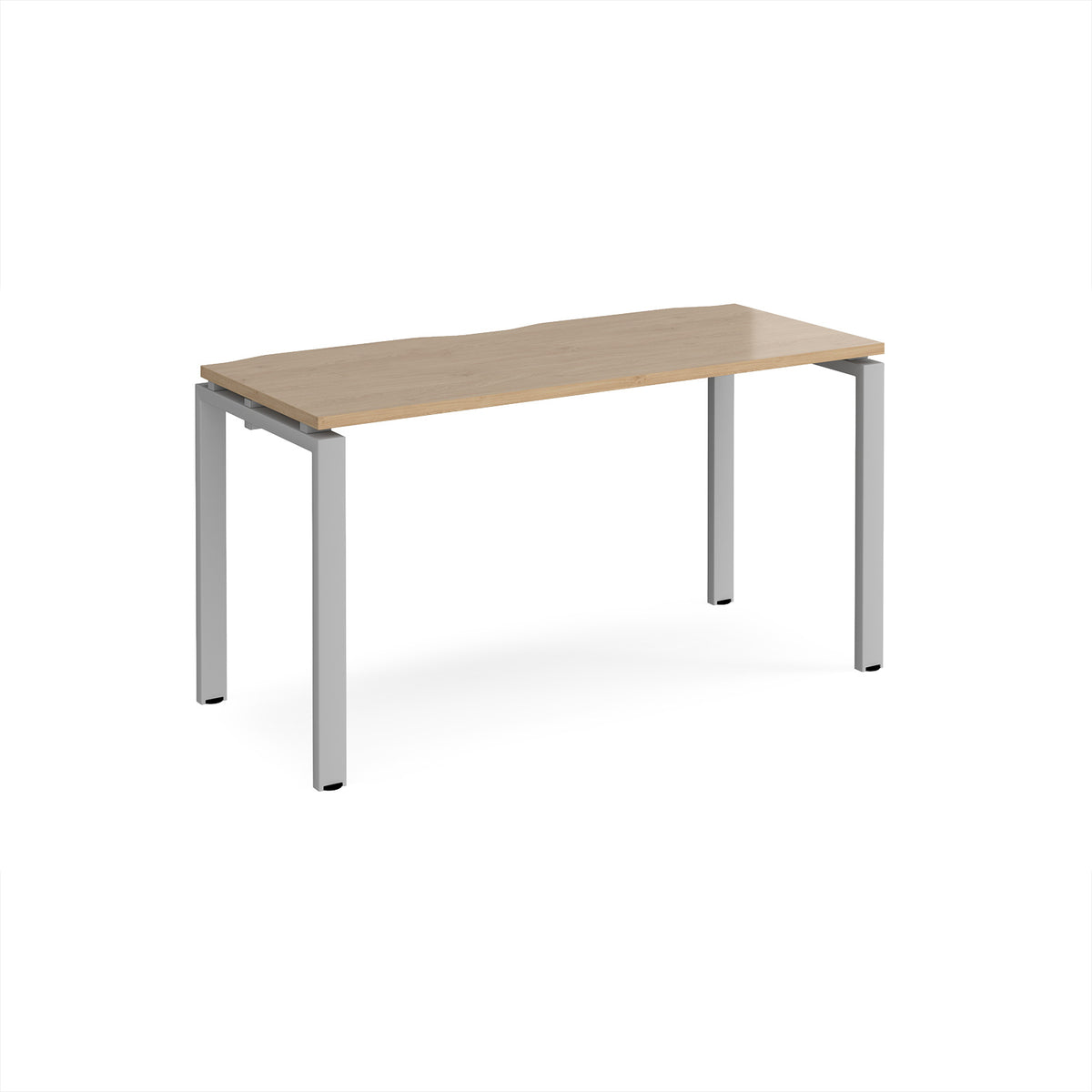 Adapt single desk 1400mm x 600mm - silver frame, Kendal Oak Top - view 1