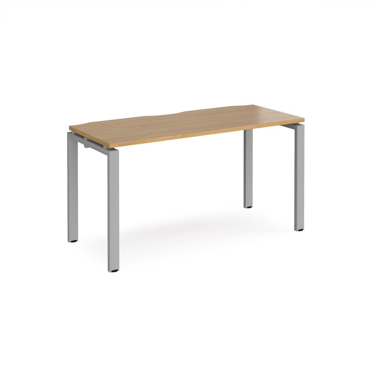 Adapt single desk 1400mm x 600mm - silver frame, Oak Top - view 1