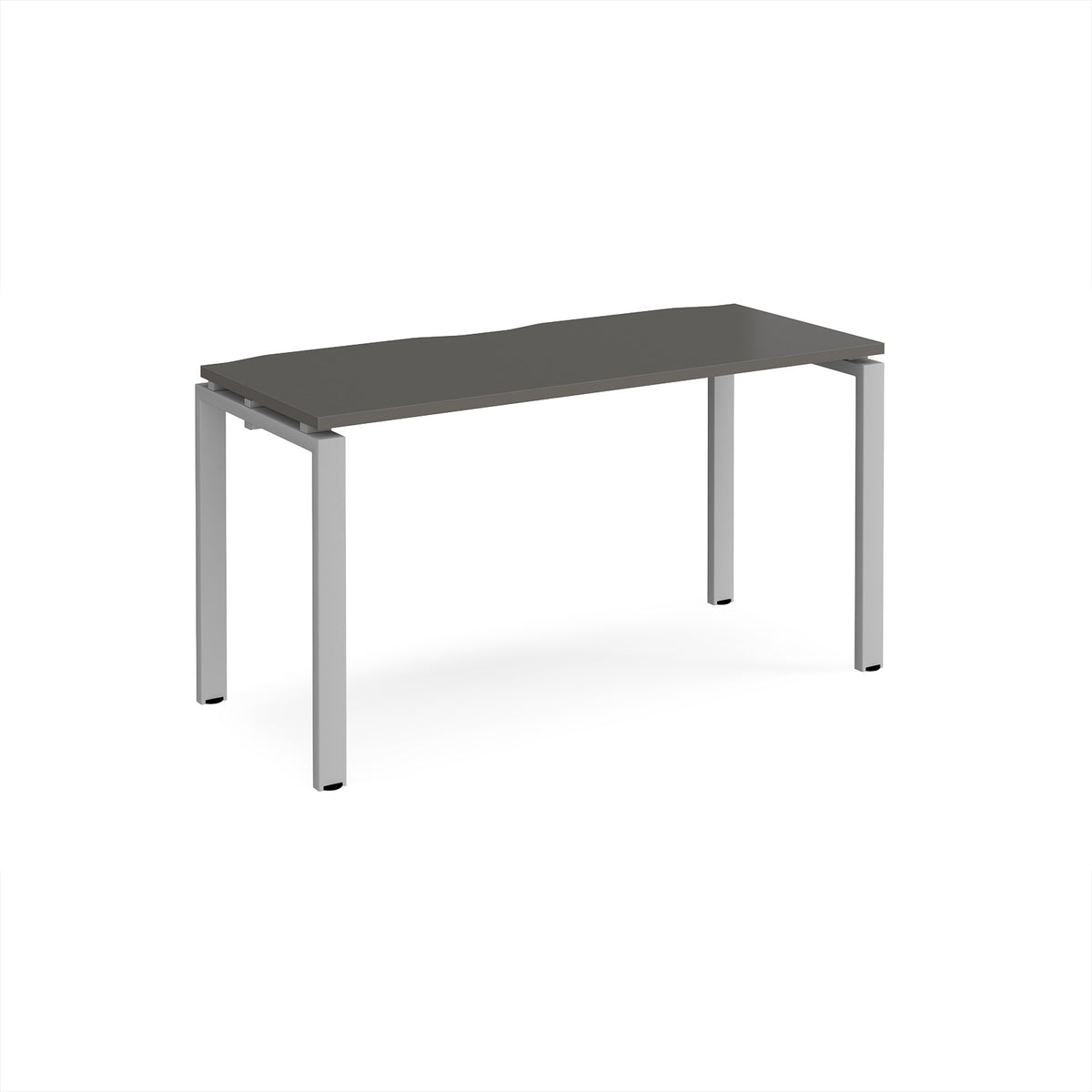 Adapt single desk 1400mm x 600mm - silver frame, storm grey top - view 1