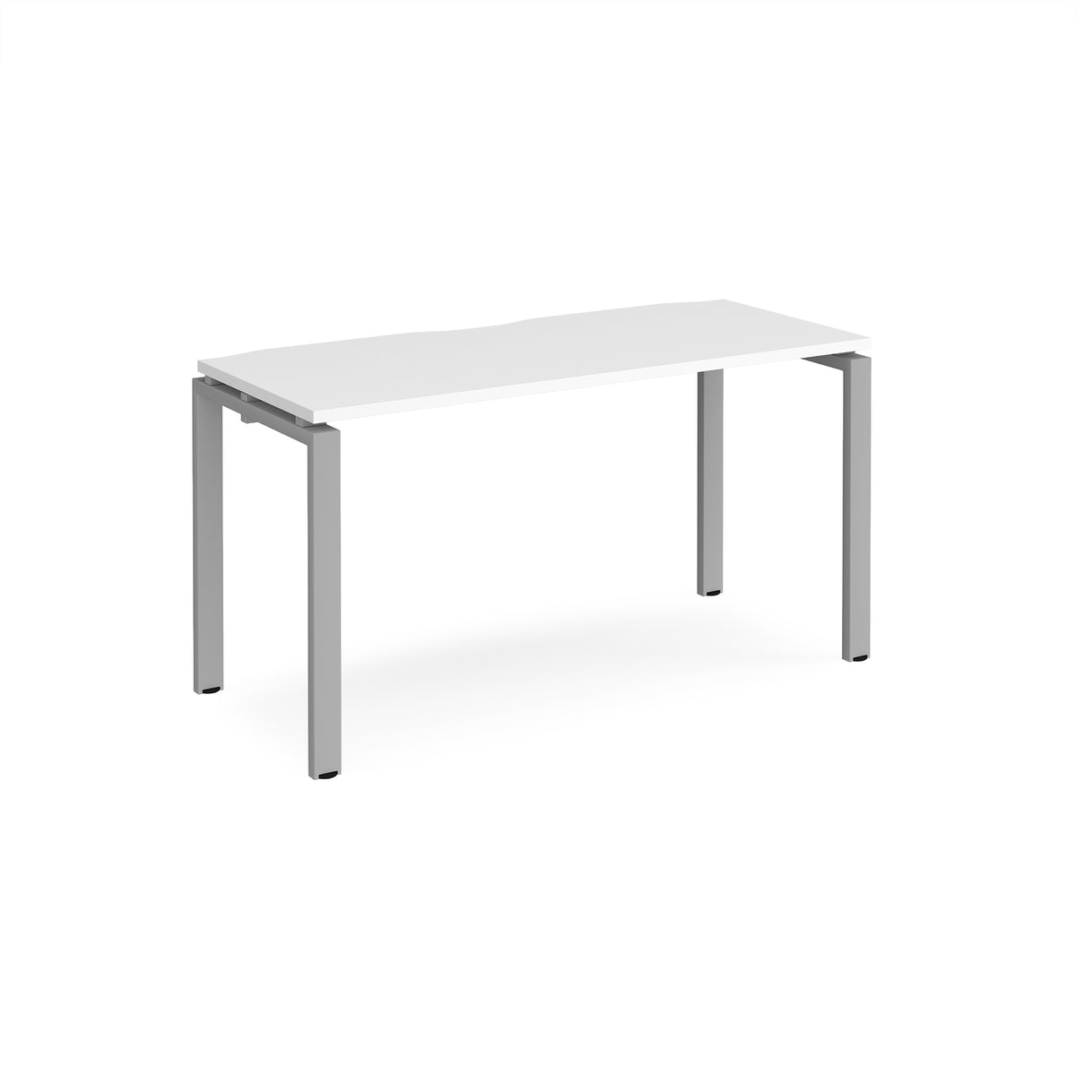 Adapt single desk 1400mm x 600mm - silver frame, White Top - view 1