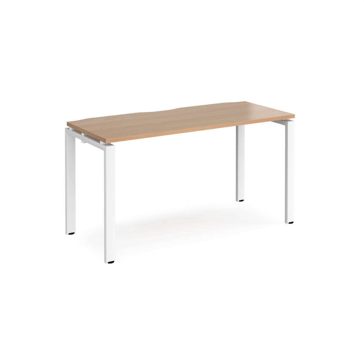 Adapt single desk 1400mm x 600mm - white frame, Beech top - view 1