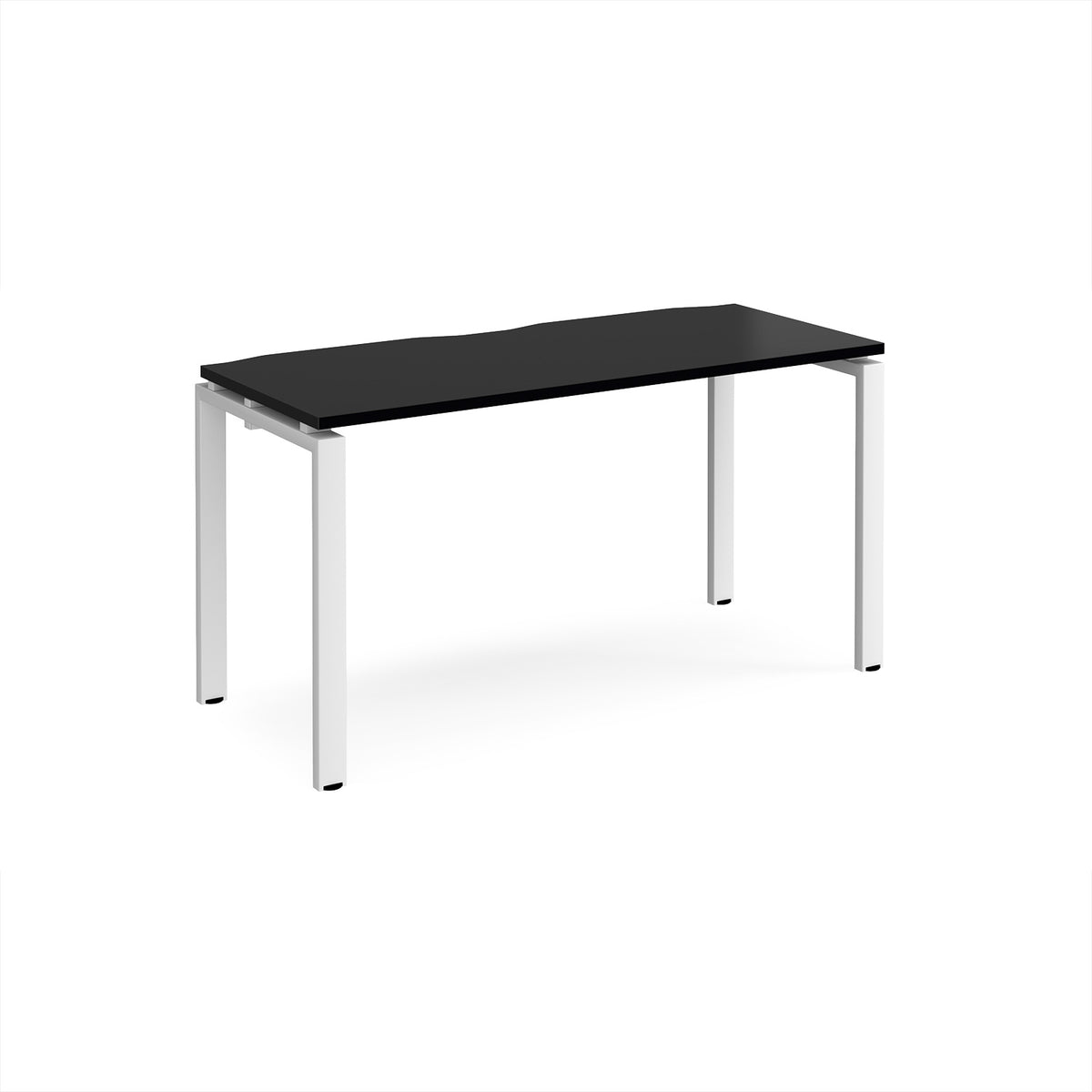 Adapt single desk 1400mm x 600mm - white frame, black top - view 1