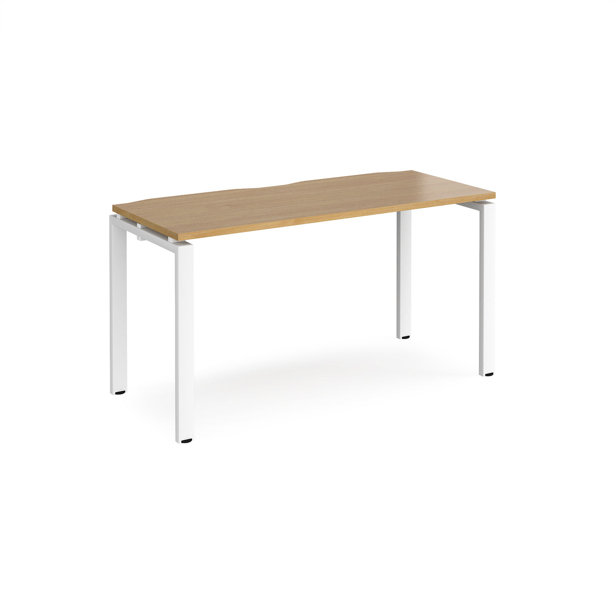 Adapt single desk 1400mm x 600mm - white frame, Oak Top - view 1