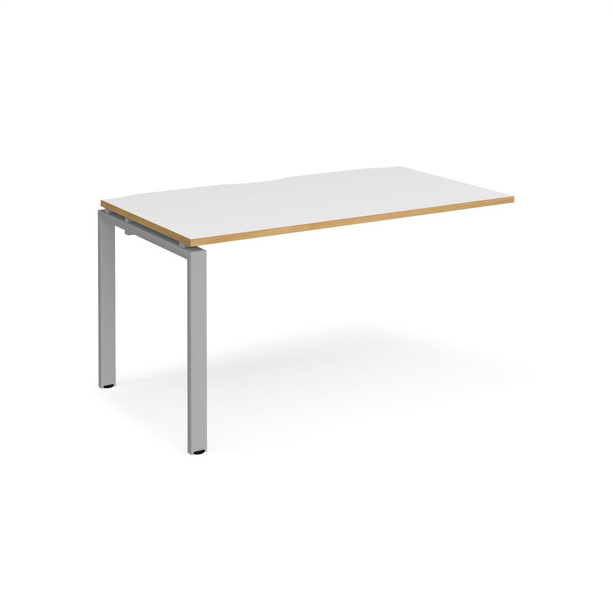 Adapt add on unit single 1400mm x 800mm - silver frame, White Top with oak edging - view 1