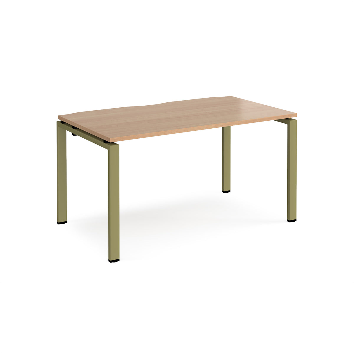 Adapt single desk 1400mm x 800mm - green frame, Beech top - view 1