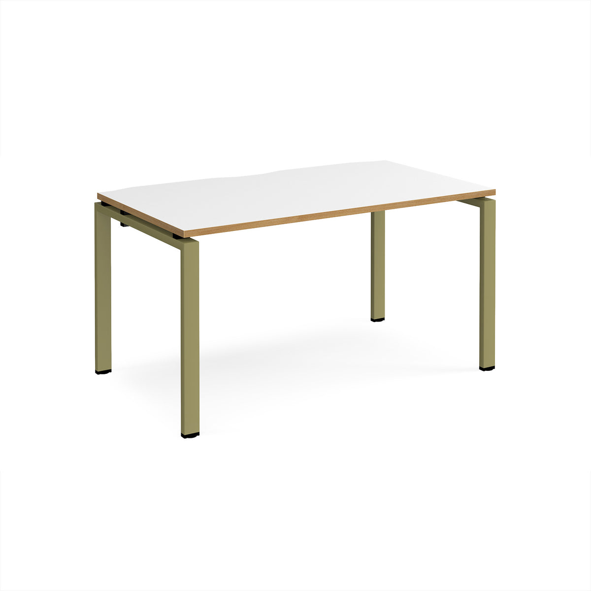 Adapt single desk 1400mm x 800mm - green frame, White Top, oak edge - view 1