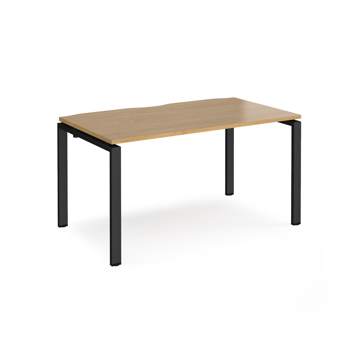 Adapt single desk 1400mm x 800mm - black frame, Oak Top - view 1