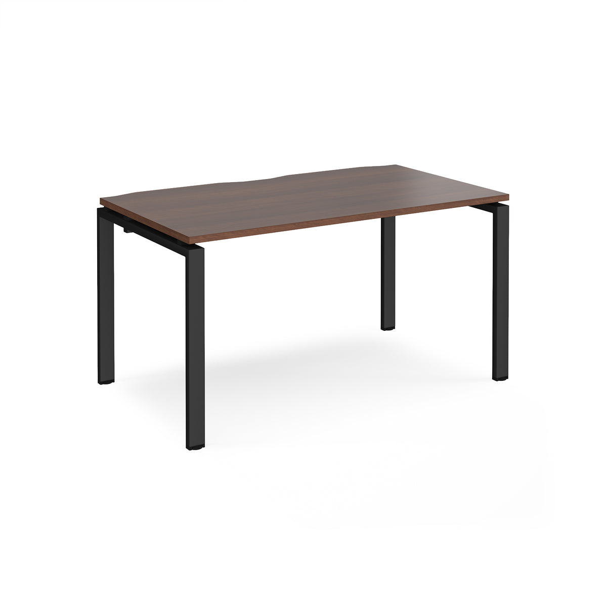 Adapt single desk 1400mm x 800mm - black frame, Walnut top - view 1