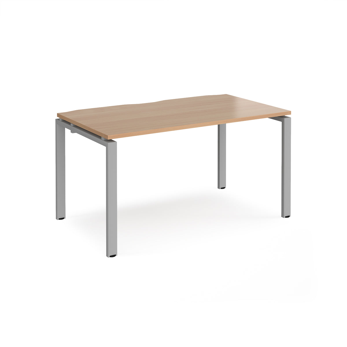 Adapt single desk 1400mm x 800mm - silver frame, Beech top - view 1