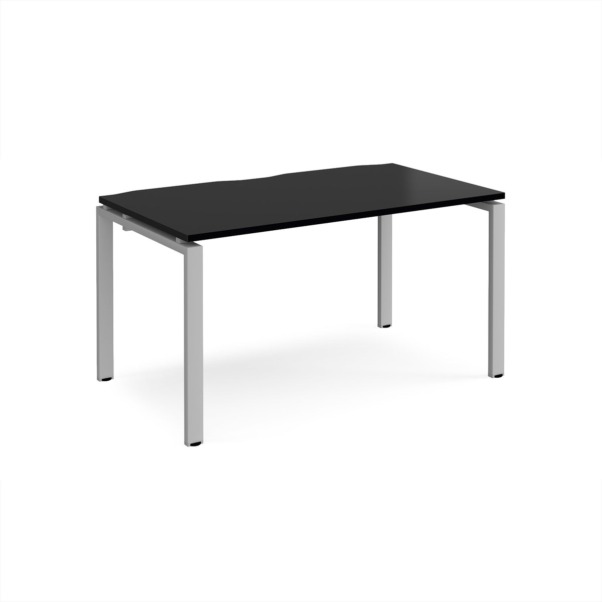 Adapt single desk 1400mm x 800mm - silver frame, black top - view 1