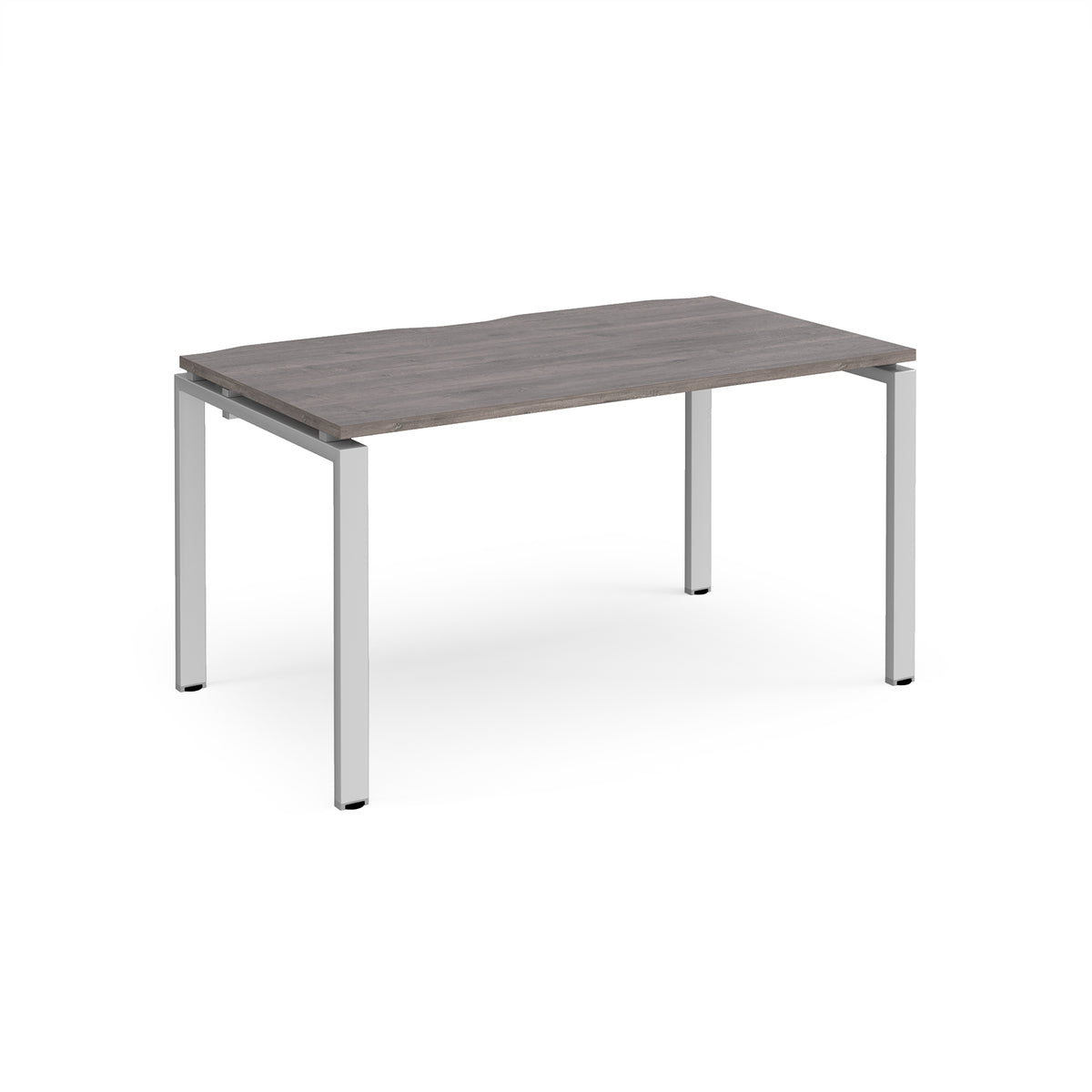 Adapt single desk 1400mm x 800mm - silver frame, Grey Oak Top - view 1