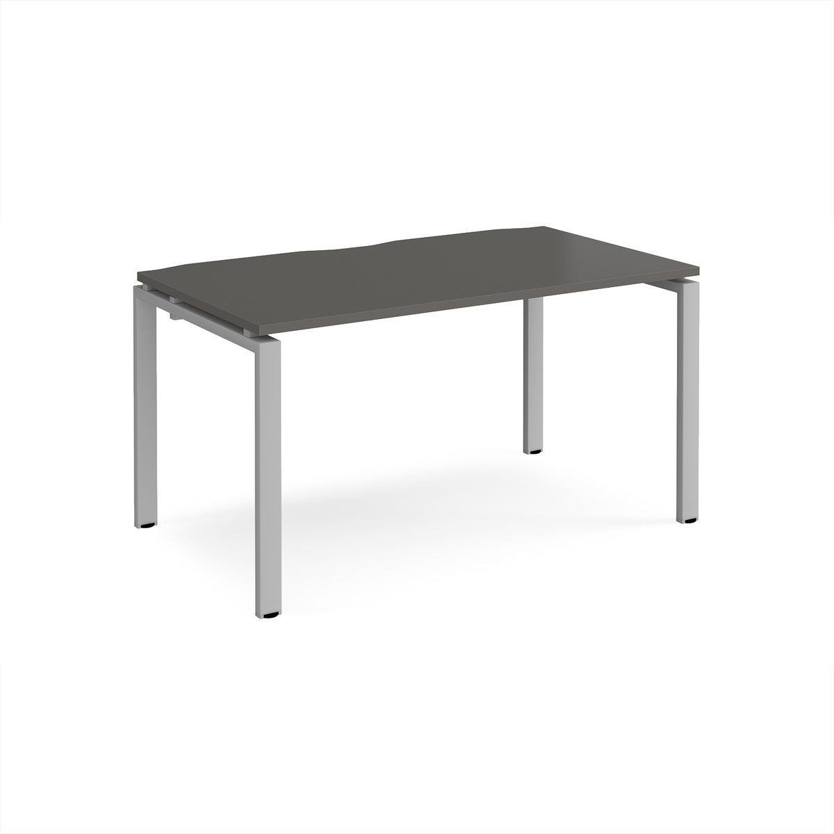 Adapt single desk 1400mm x 800mm - silver frame, storm grey top - view 1