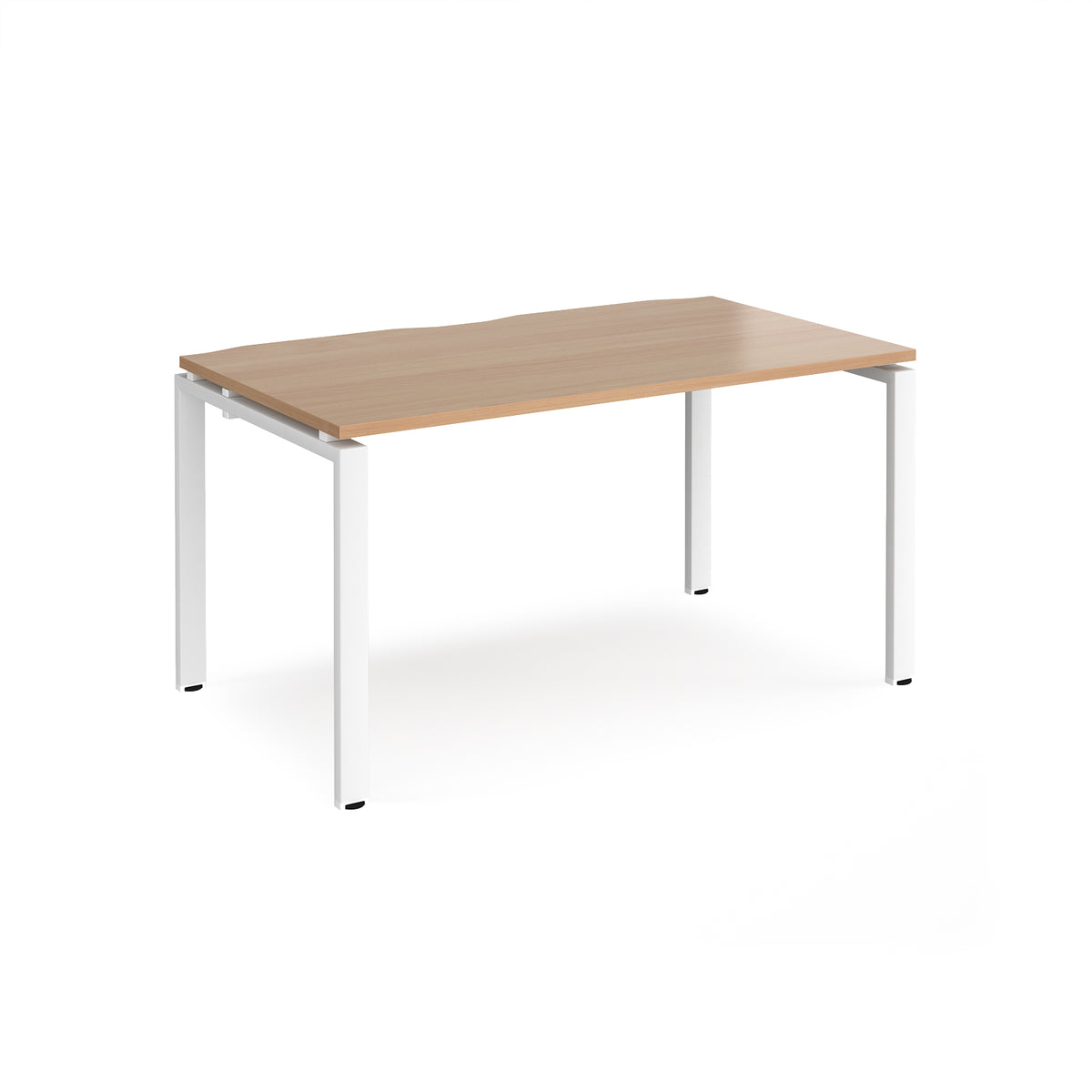 Adapt single desk 1400mm x 800mm - white frame, Beech top - view 1