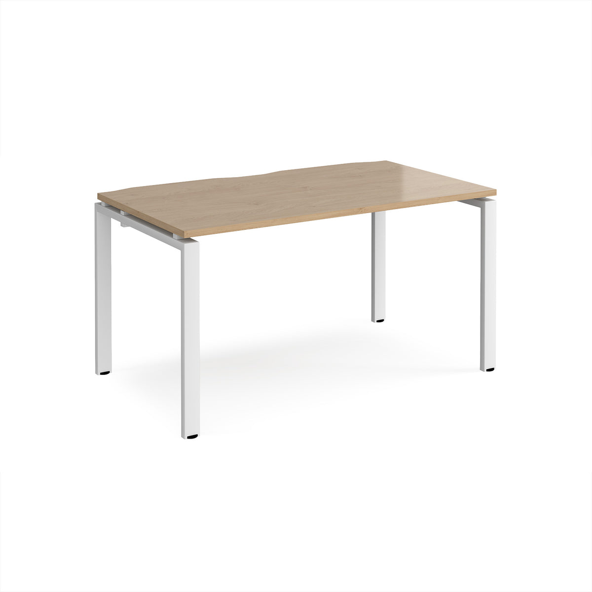 Adapt single desk 1400mm x 800mm - white frame, Kendal Oak Top - view 1