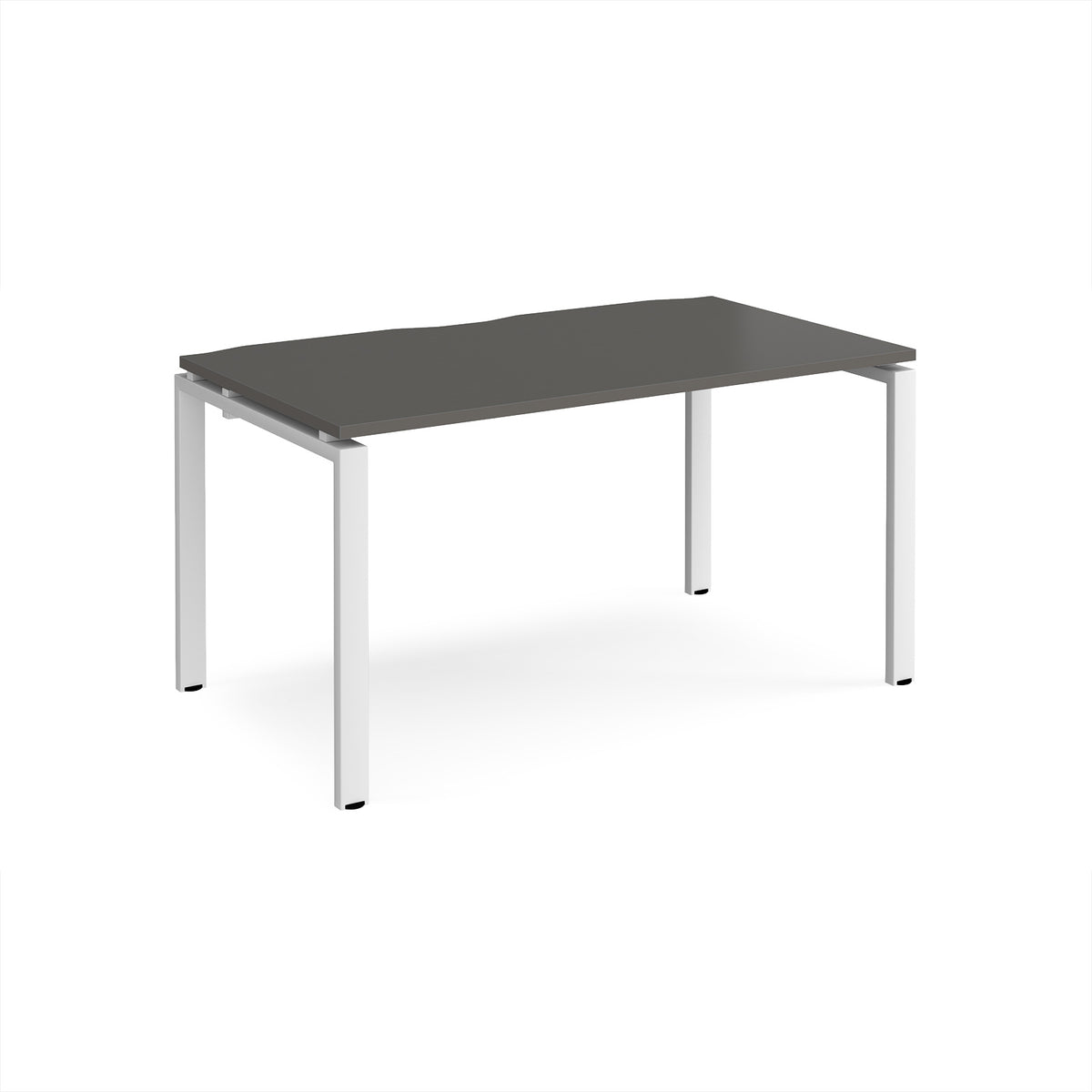 Adapt single desk 1400mm x 800mm - white frame, storm grey top - view 1