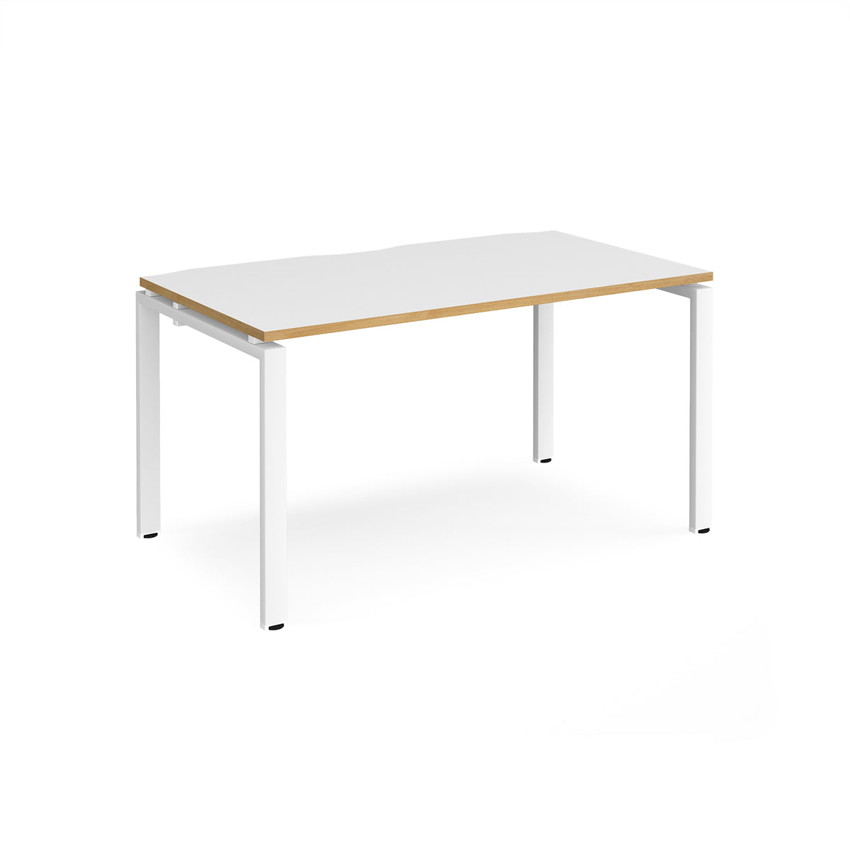 Adapt single desk 1400mm x 800mm - white frame, White Top with oak edging - view 1