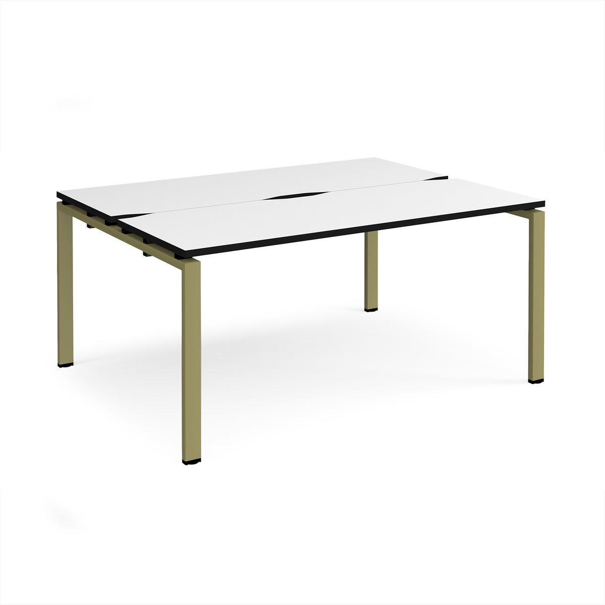 Adapt back to back desks 1600mm x 1200mm - green frame, White Top, black edge - view 1
