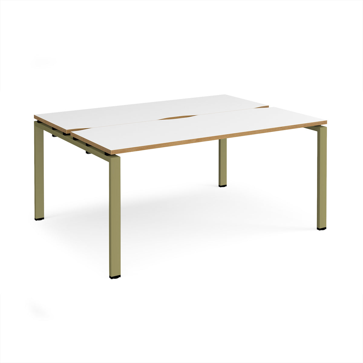 Adapt back to back desks 1600mm x 1200mm - green frame, White Top, oak edge - view 1