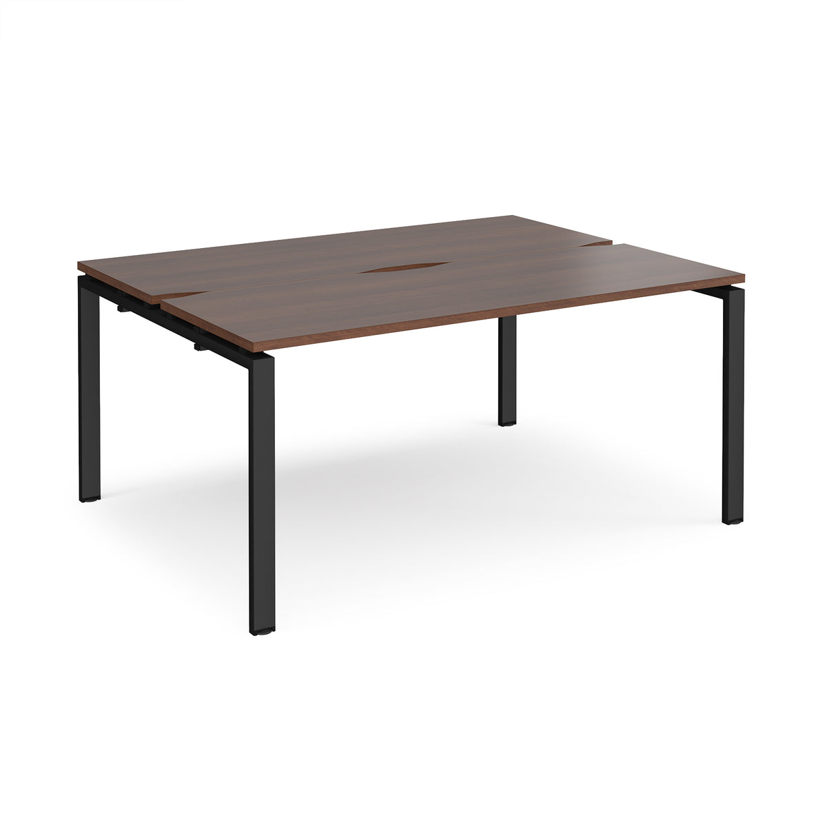 Adapt back to back desks 1600mm x 1200mm - black frame, Walnut top - view 1