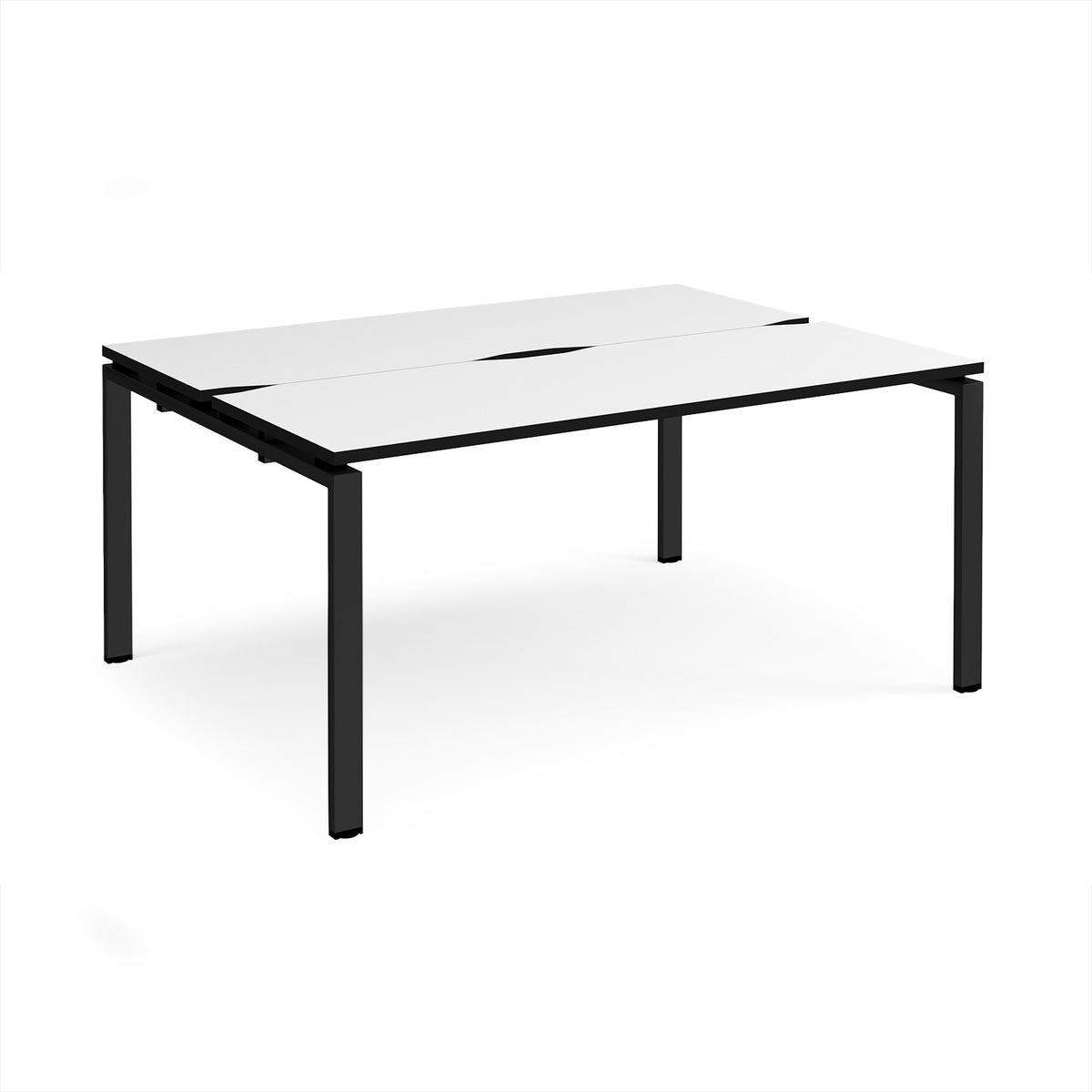 Adapt back to back desks 1600mm x 1200mm - black frame, White Top, black edge - view 1