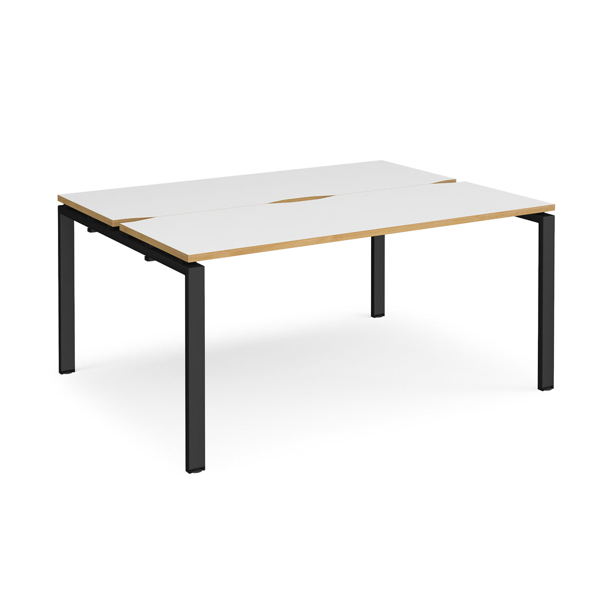 Adapt back to back desks 1600mm x 1200mm - black frame, White Top with oak edging - view 1
