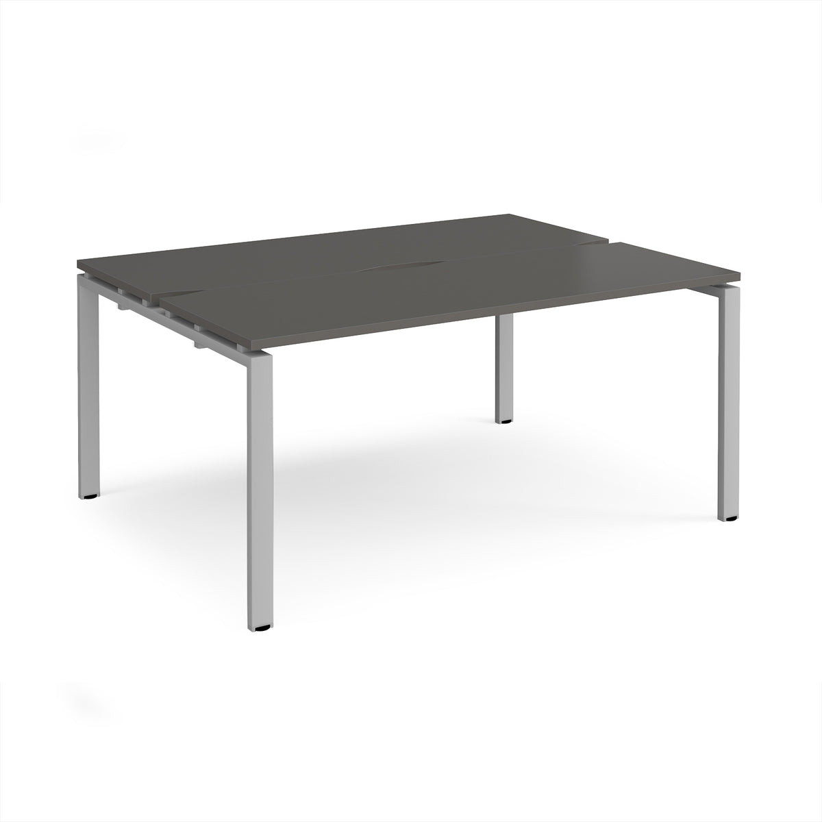 Adapt back to back desks 1600mm x 1200mm - silver frame, storm grey top - view 1