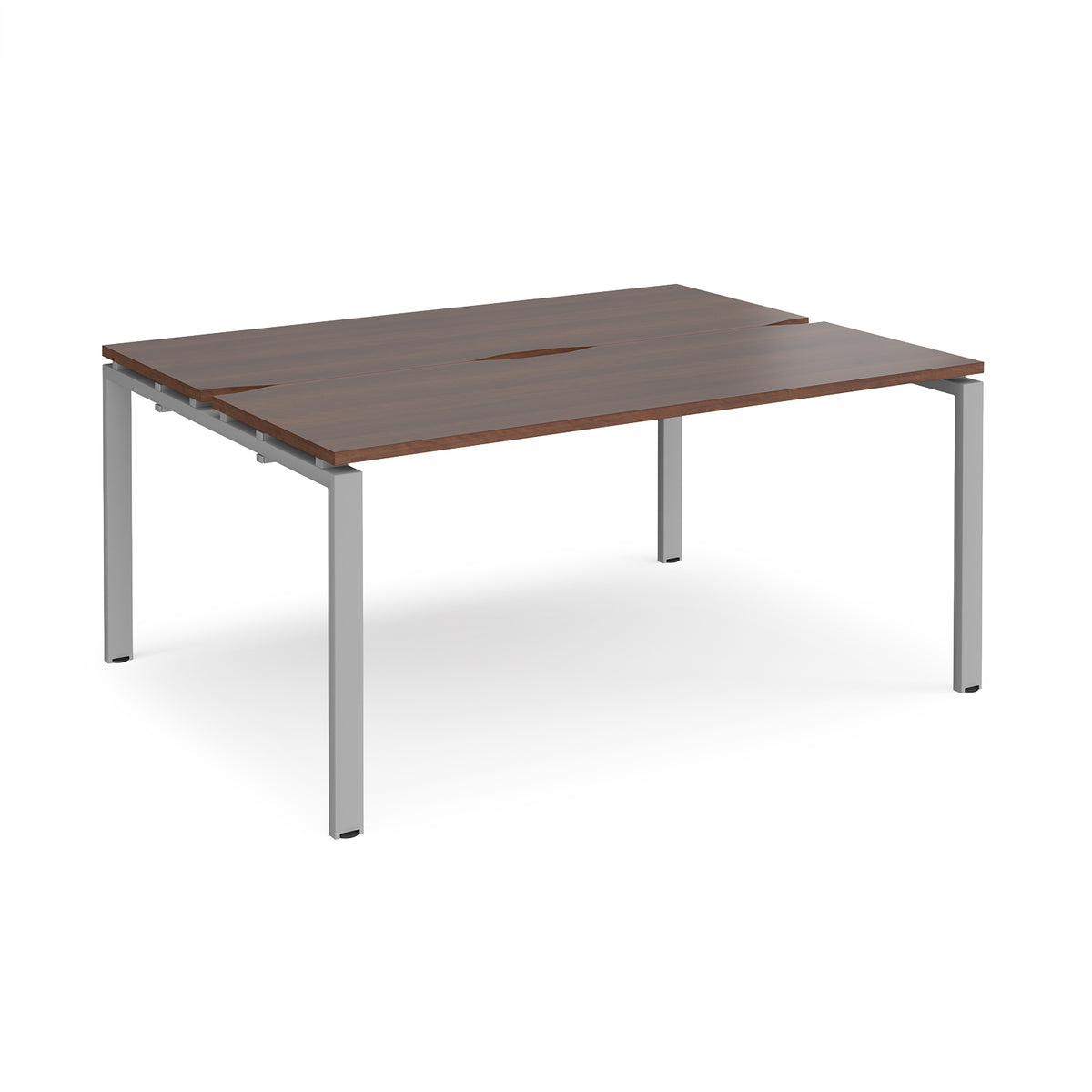 Adapt back to back desks 1600mm x 1200mm - silver frame, Walnut top - view 1