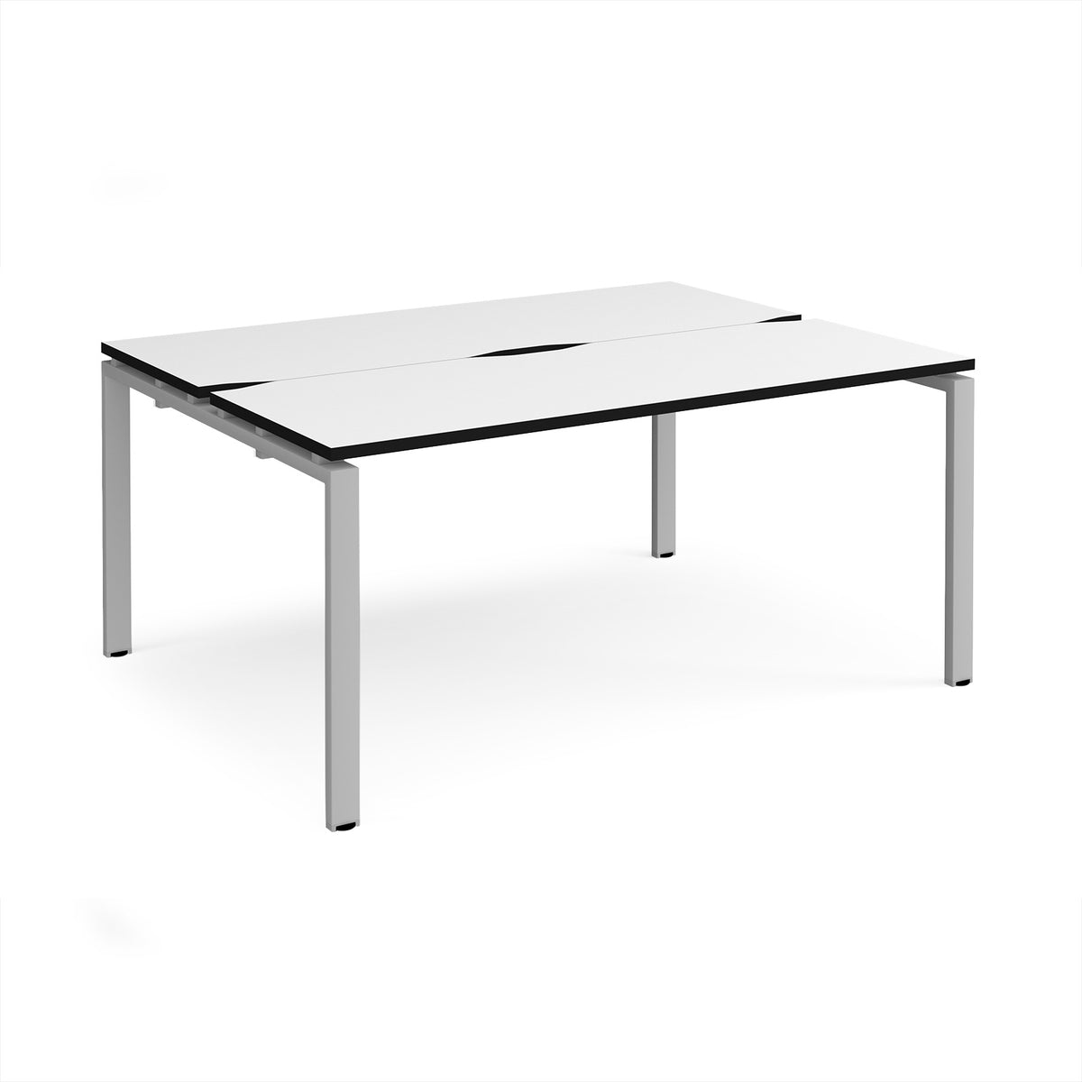 Adapt back to back desks 1600mm x 1200mm - silver frame, White Top, black edge - view 1