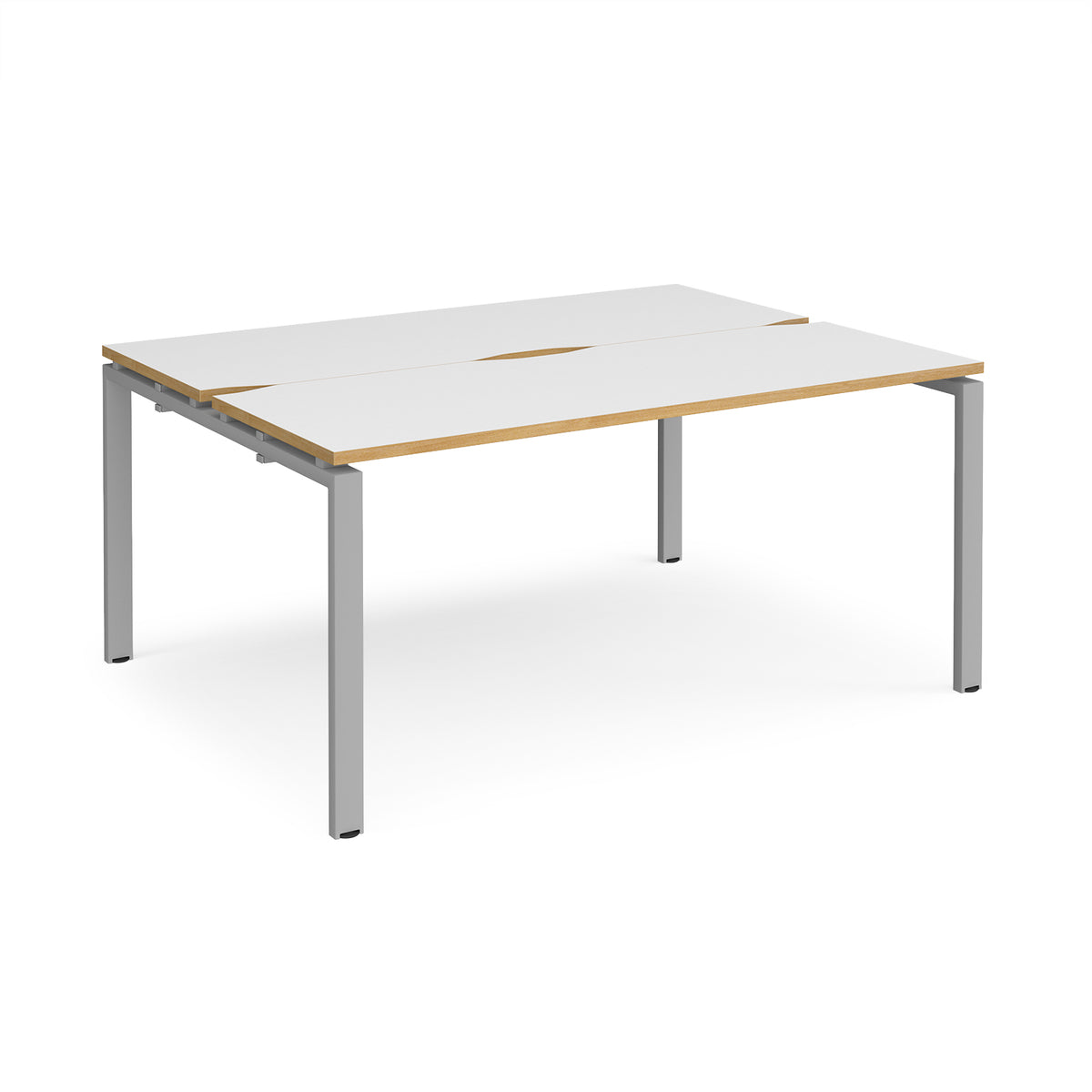 Adapt back to back desks 1600mm x 1200mm - silver frame, White Top with oak edging - view 1