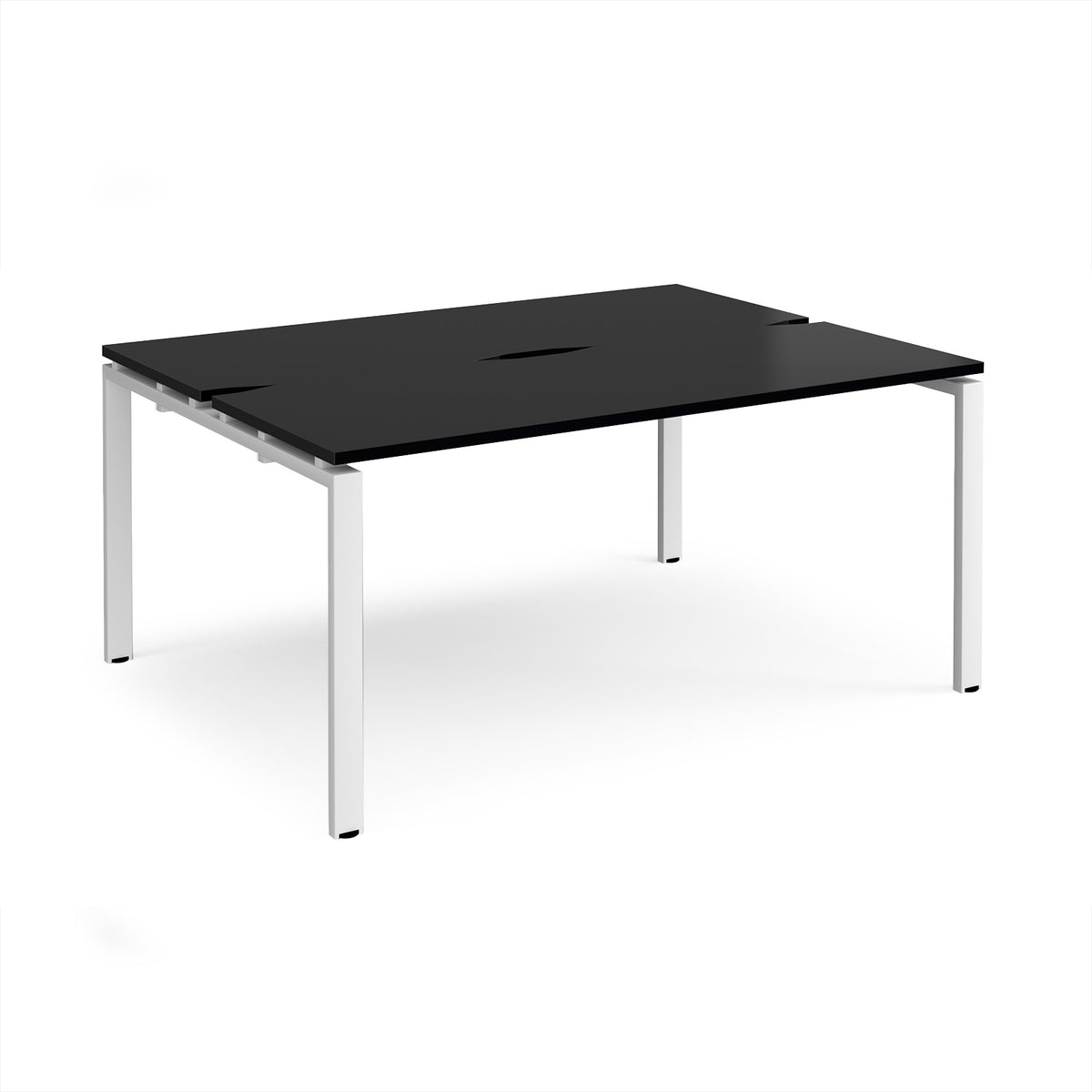 Adapt back to back desks 1600mm x 1200mm - white frame, black top - view 1