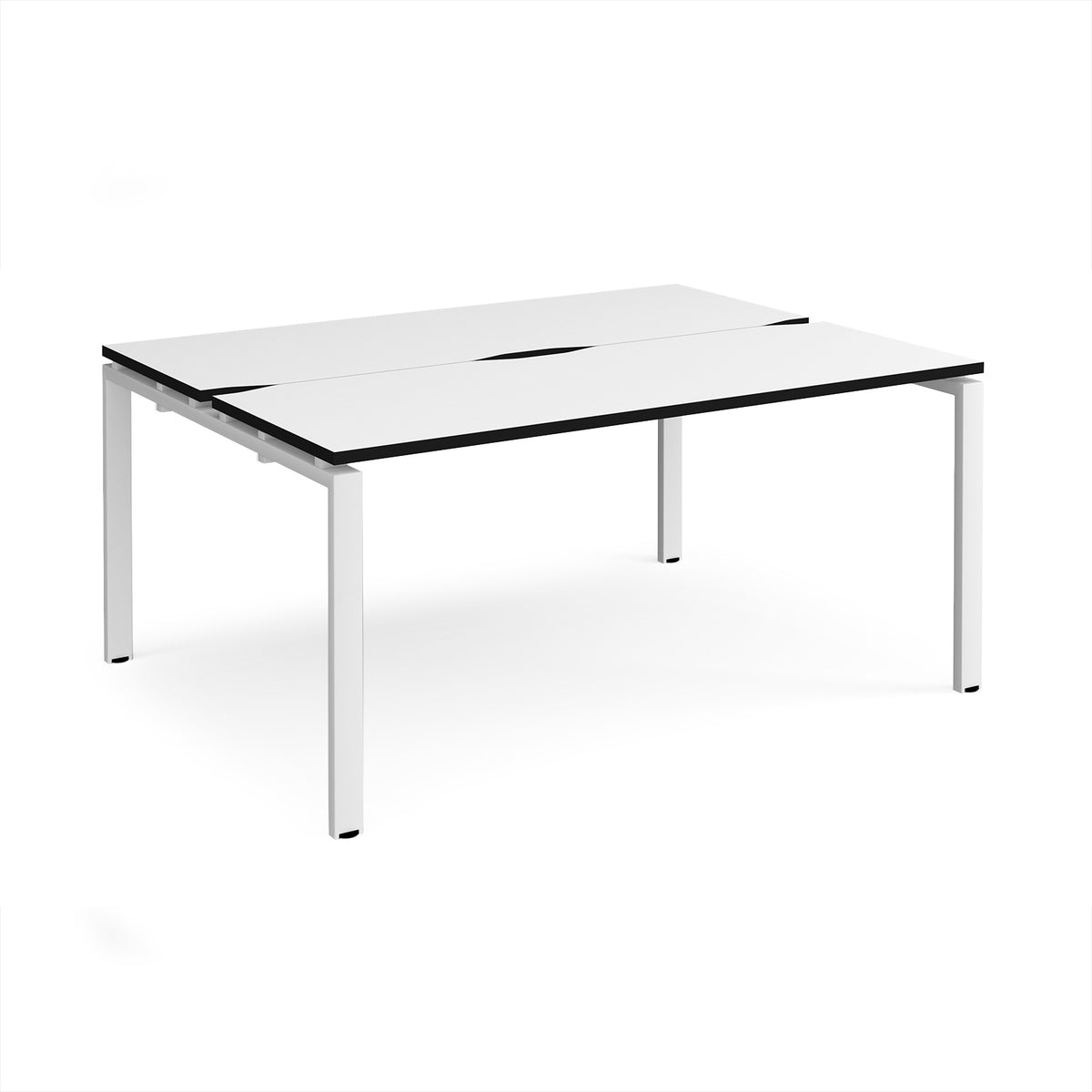 Adapt back to back desks 1600mm x 1200mm - white frame, White Top, black edge - view 1