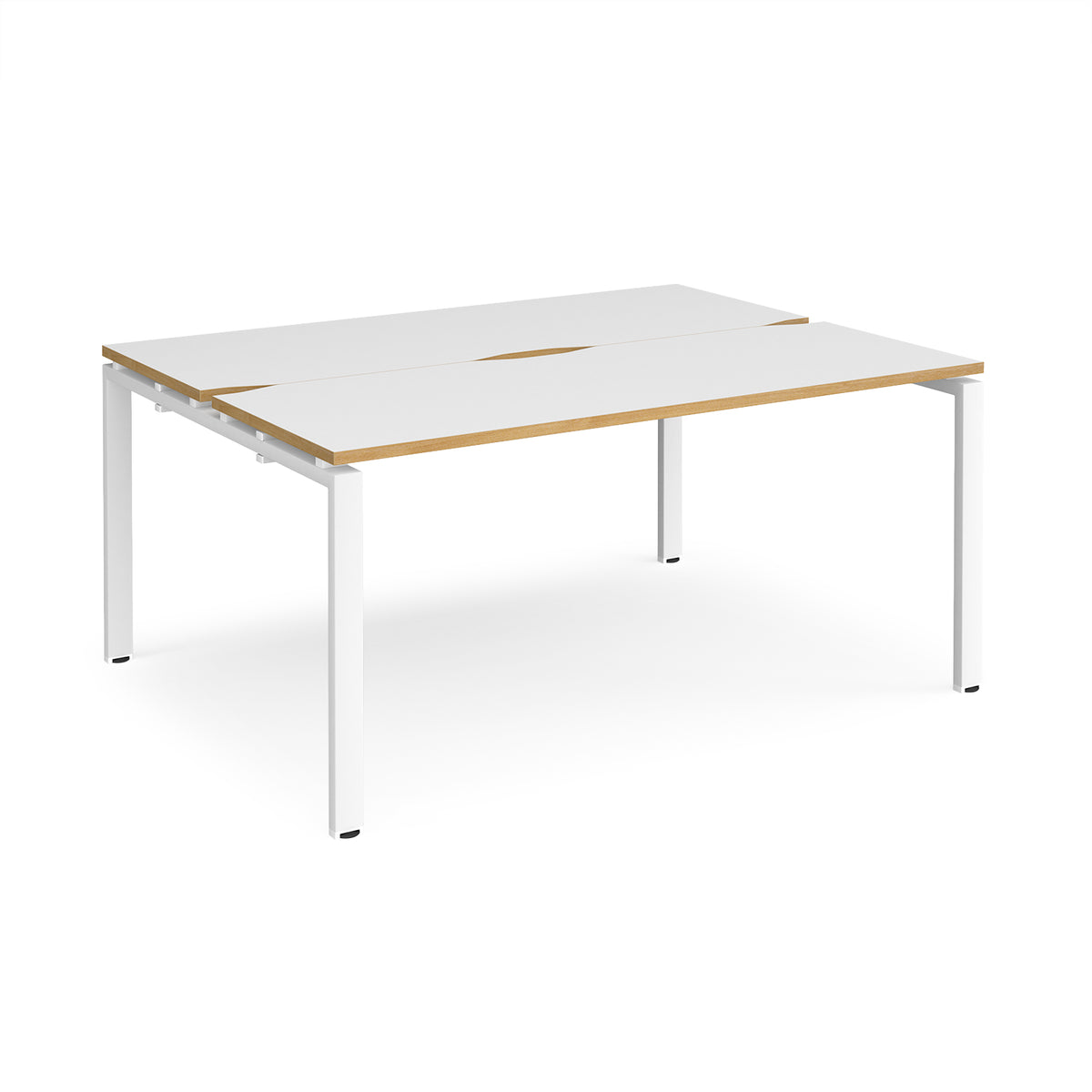 Adapt back to back desks 1600mm x 1200mm - white frame, White Top with oak edging - view 1