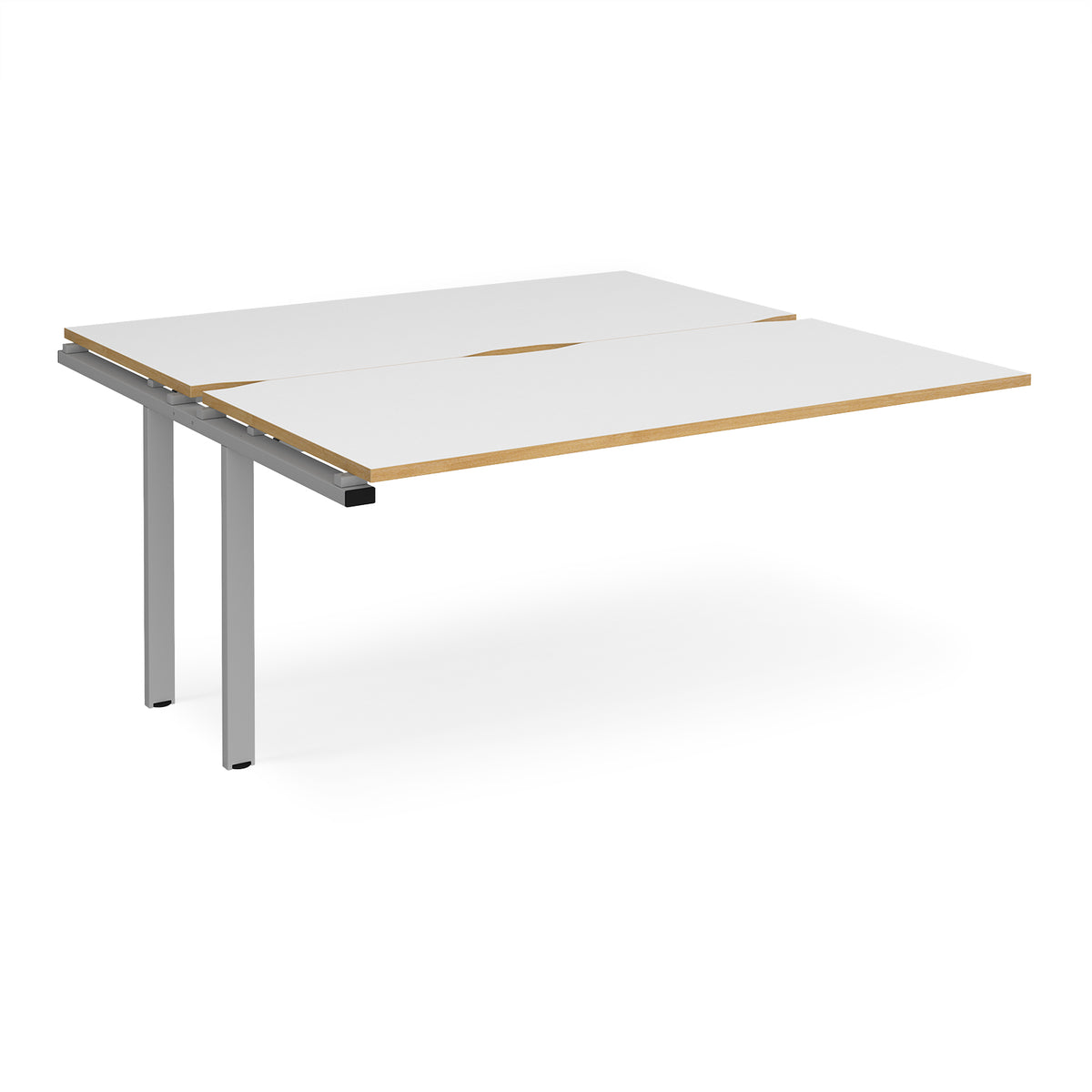 Adapt add on unit single 1600mm x 1600mm - silver frame, White Top with oak edging - view 1