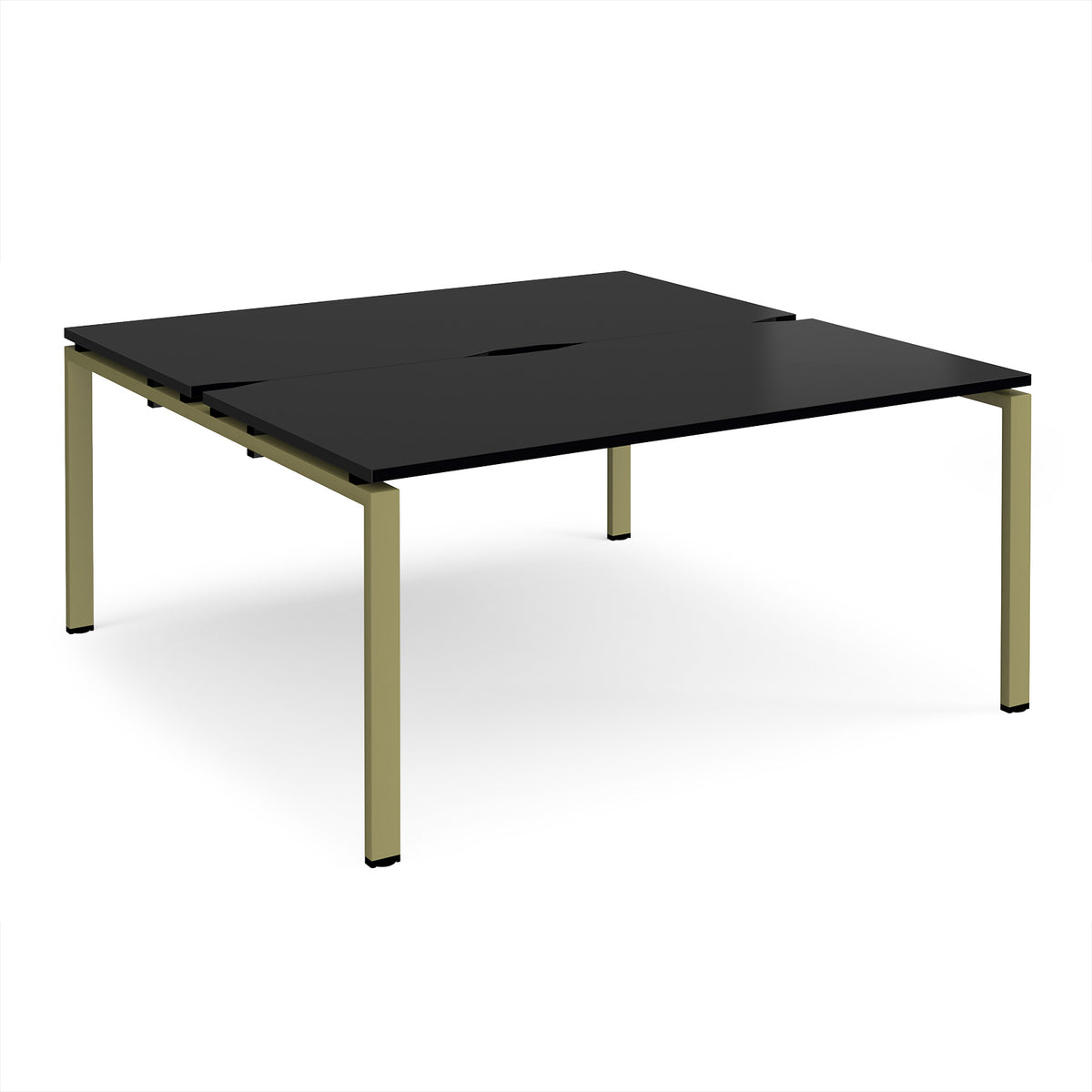 Adapt back to back desks 1600mm x 1600mm - green frame, black top - view 1