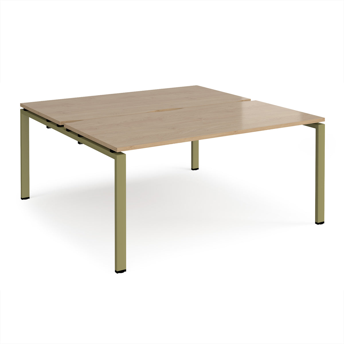 Adapt back to back desks 1600mm x 1600mm - green frame, Kendal Oak Top - view 1