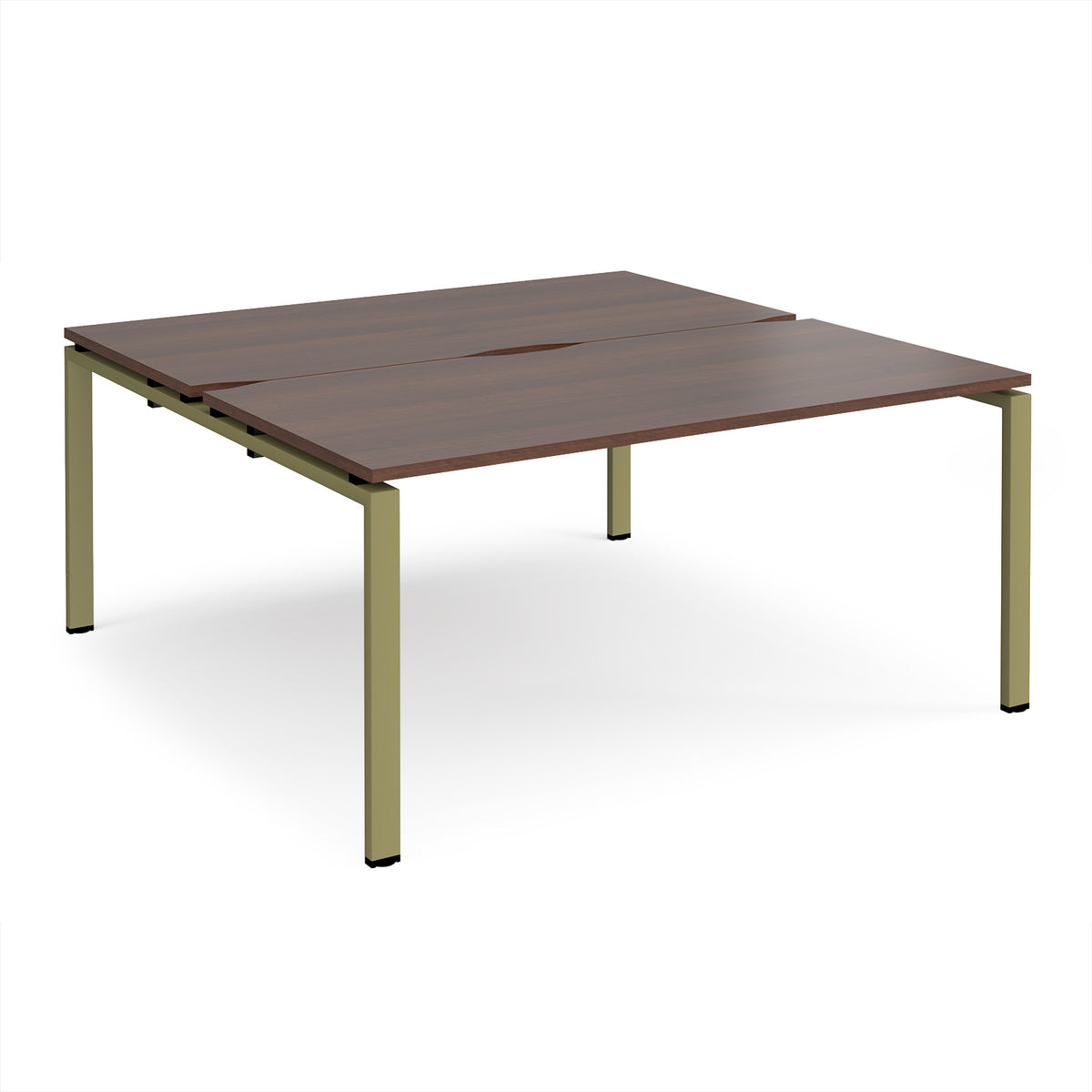 Adapt back to back desks 1600mm x 1600mm - green frame, Walnut top - view 1