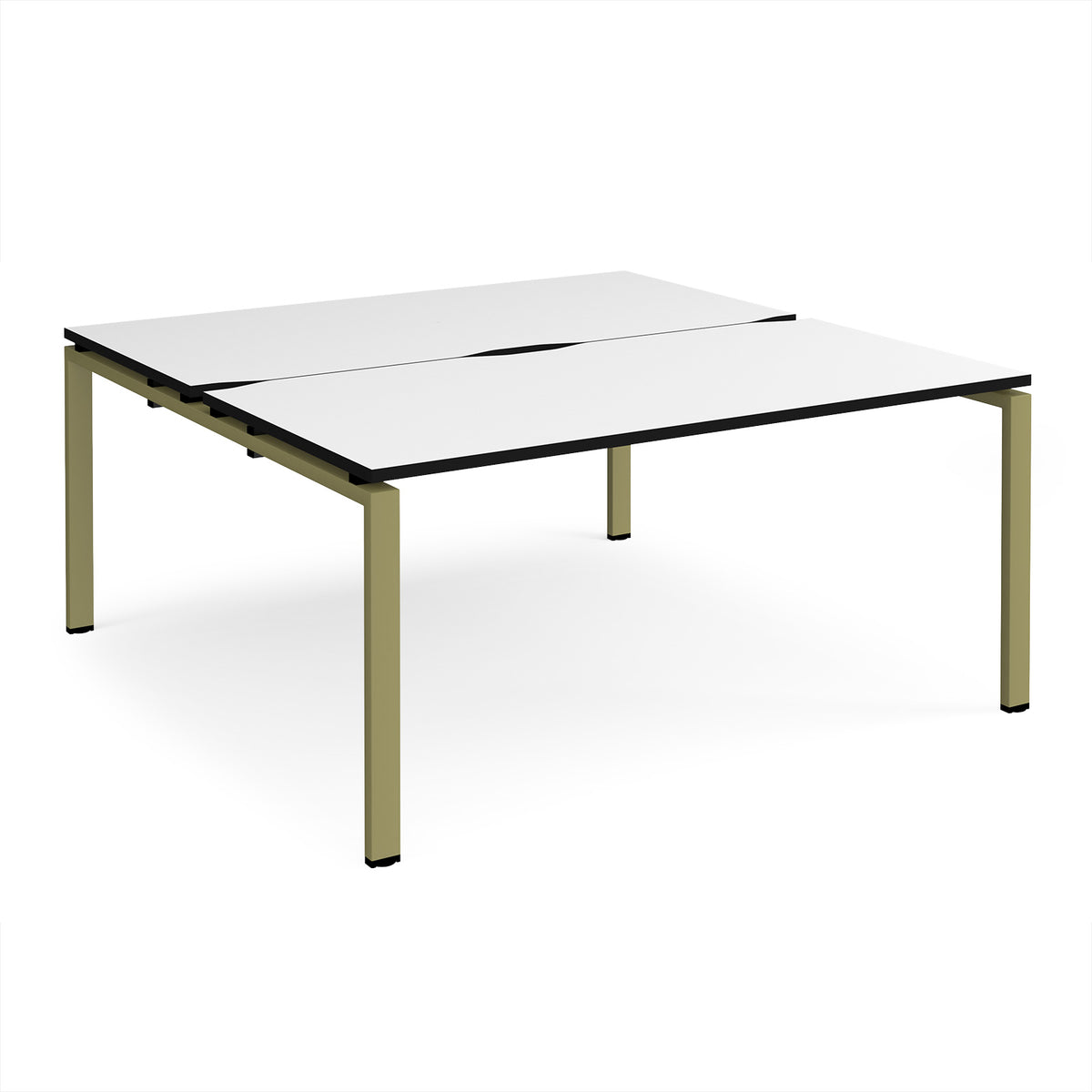 Adapt back to back desks 1600mm x 1600mm - green frame, White Top, black edge - view 1