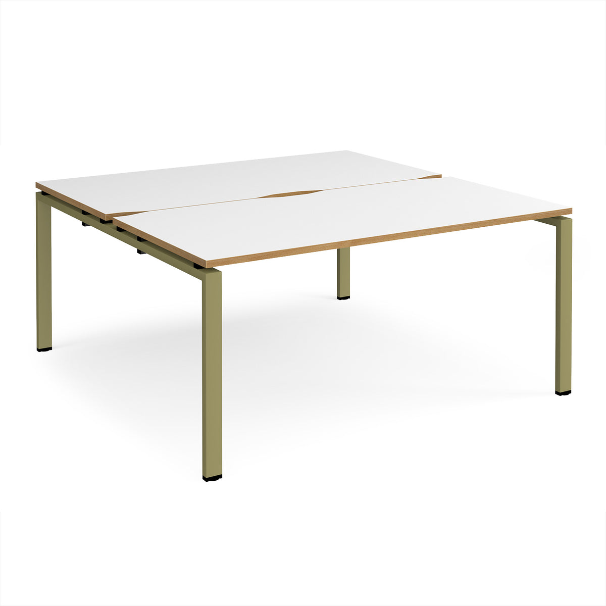 Adapt back to back desks 1600mm x 1600mm - green frame, White Top, oak edge - view 1