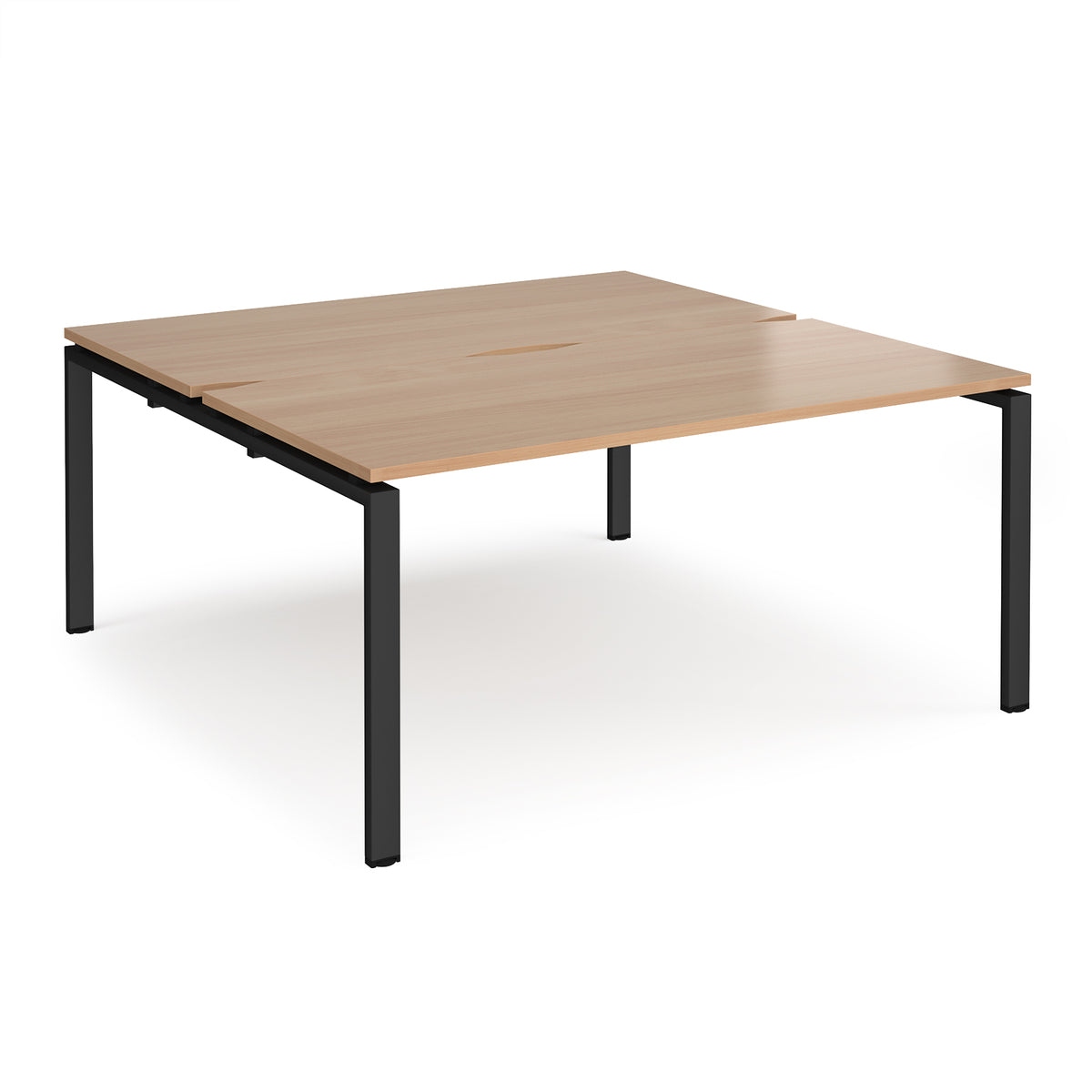 Adapt back to back desks 1600mm x 1600mm - black frame, Beech top - view 1