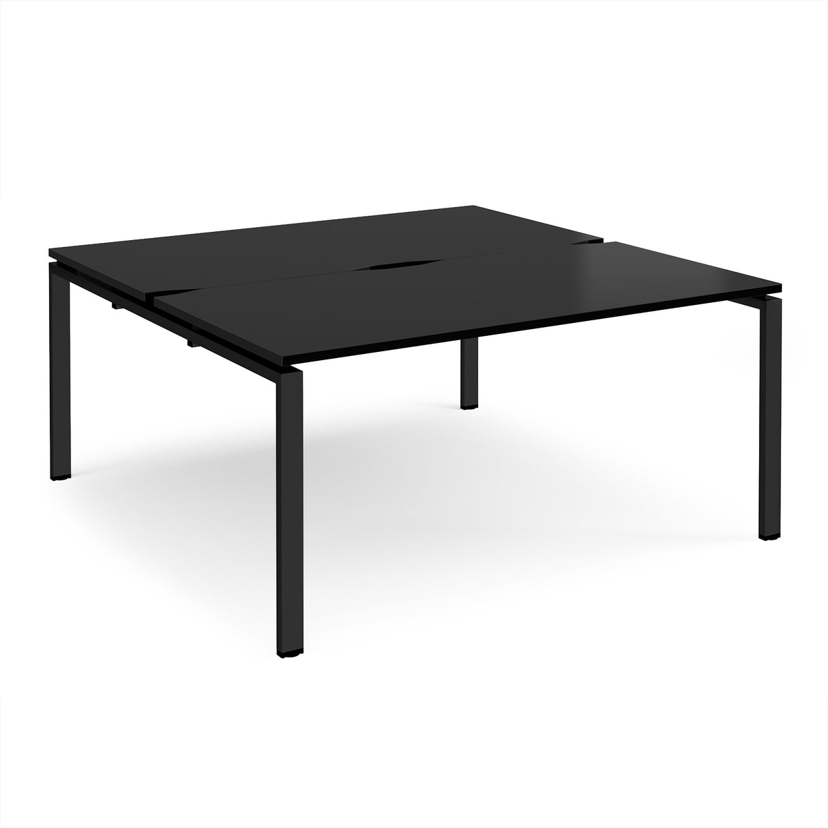 Adapt back to back desks 1600mm x 1600mm - black frame, black top - view 1