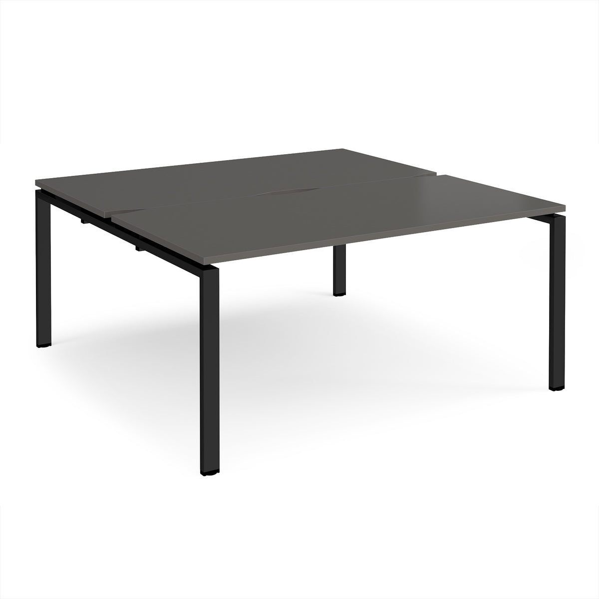 Adapt back to back desks 1600mm x 1600mm - black frame, storm grey top - view 1
