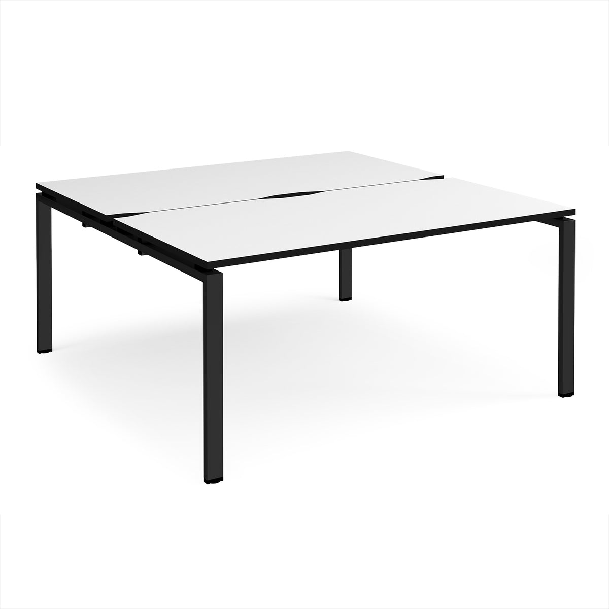 Adapt back to back desks 1600mm x 1600mm - black frame, White Top, black edge - view 1
