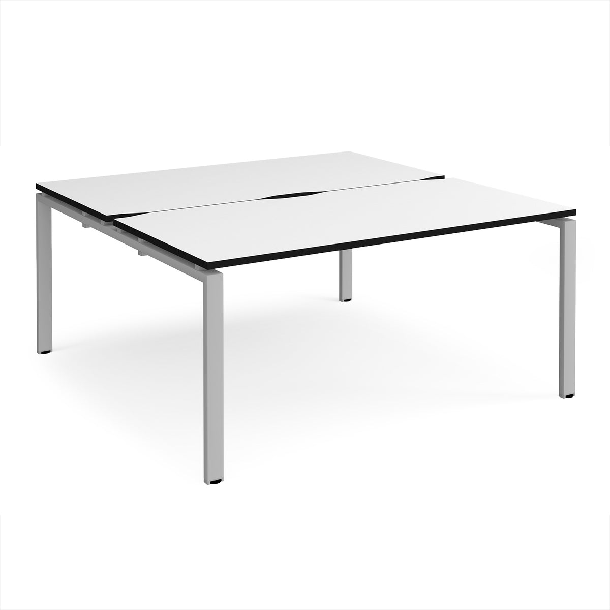 Adapt back to back desks 1600mm x 1600mm - silver frame, White Top, black edge - view 1