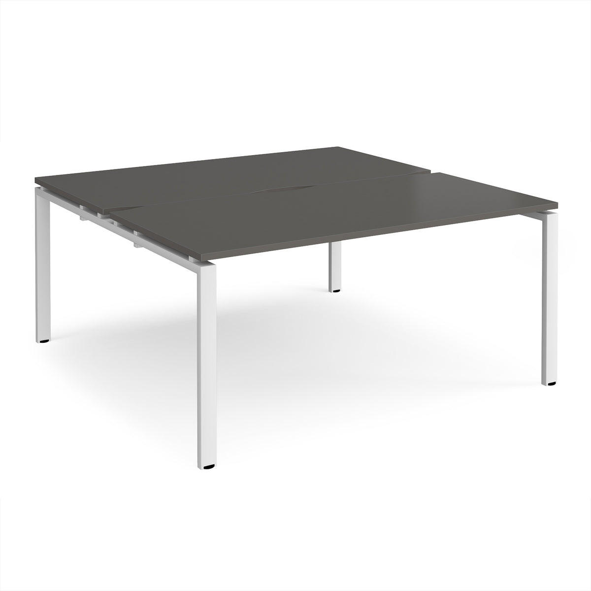 Adapt back to back desks 1600mm x 1600mm - white frame, storm grey top - view 1