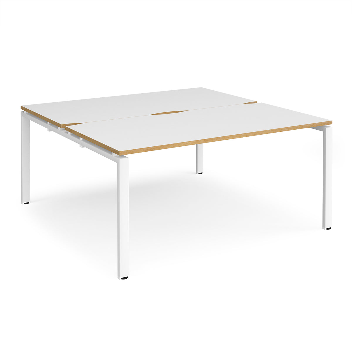 Adapt back to back desks 1600mm x 1600mm - white frame, White Top with oak edging - view 1