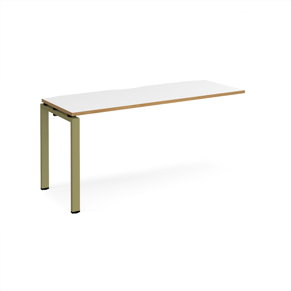 Adapt add on unit single 1600mm x 600mm - green frame, White Top, oak edge - view 1