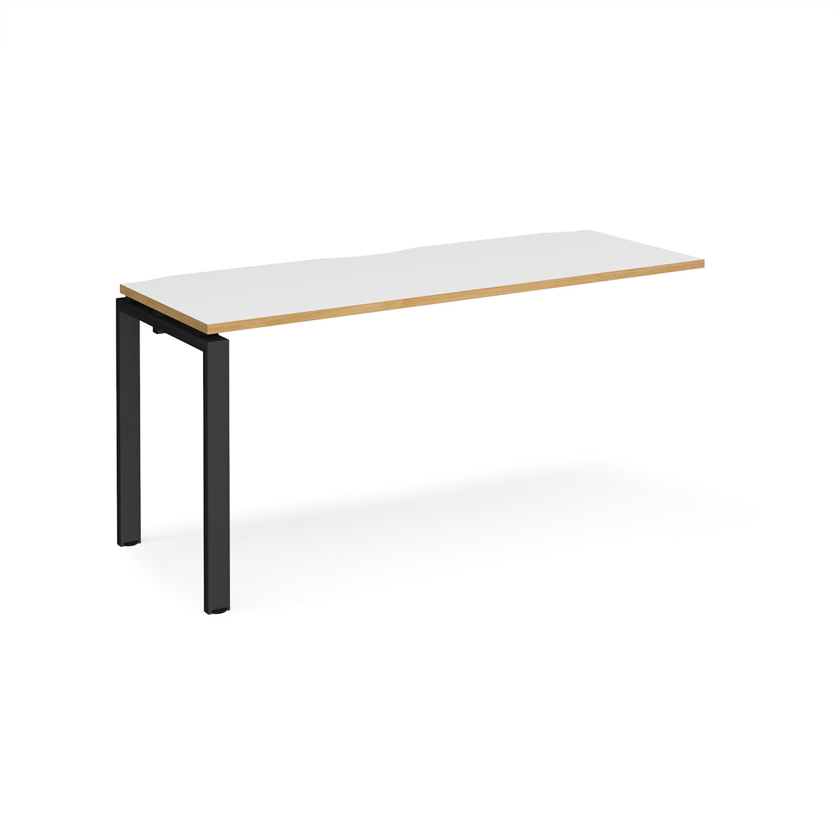 Adapt add on unit single 1600mm x 600mm - black frame, White Top with oak edging - view 1