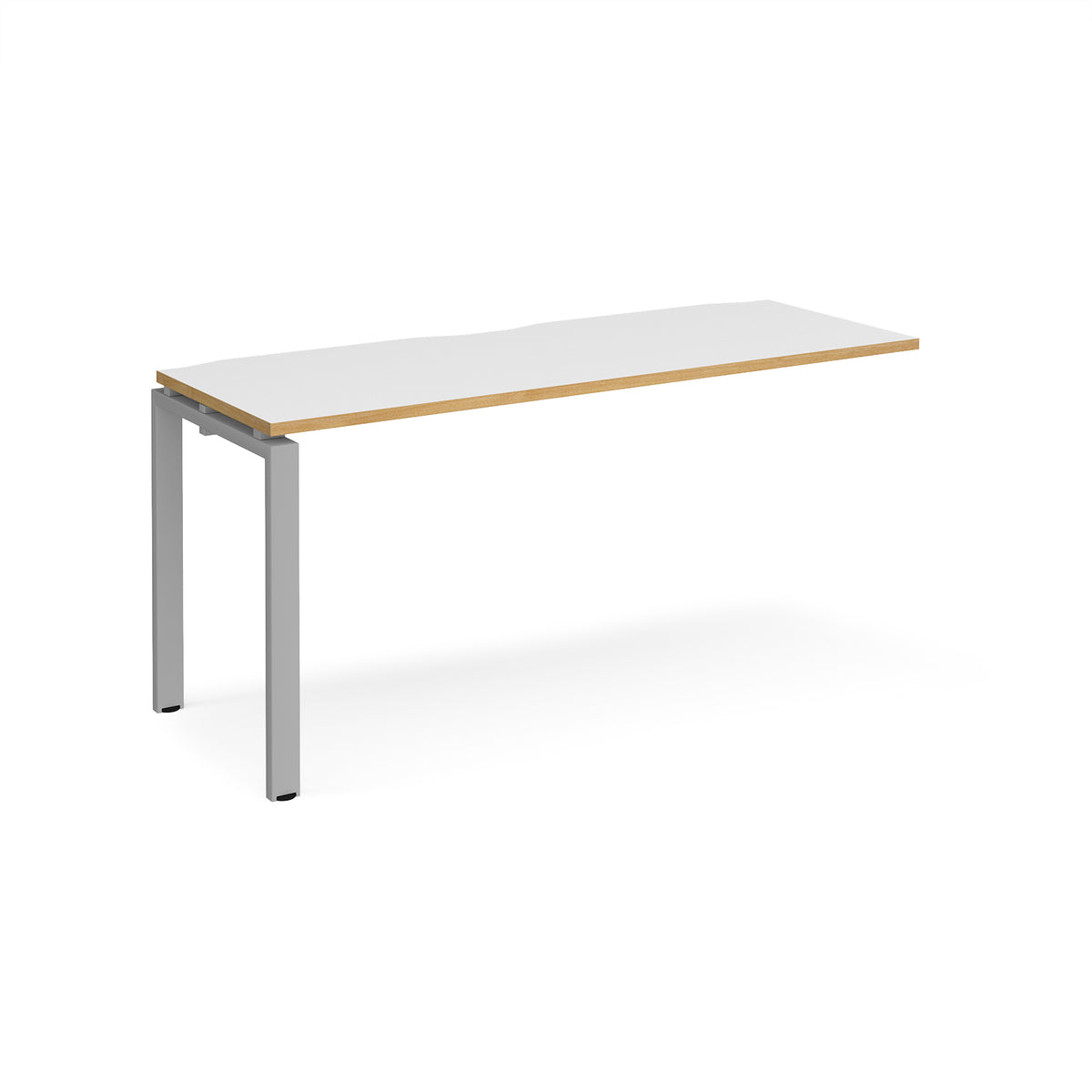 Adapt add on unit single 1600mm x 600mm - silver frame, White Top with oak edging - view 1